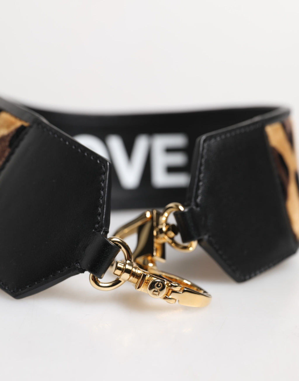 Schwarzer Leopardenprint Reversible Bag Schulterriemen