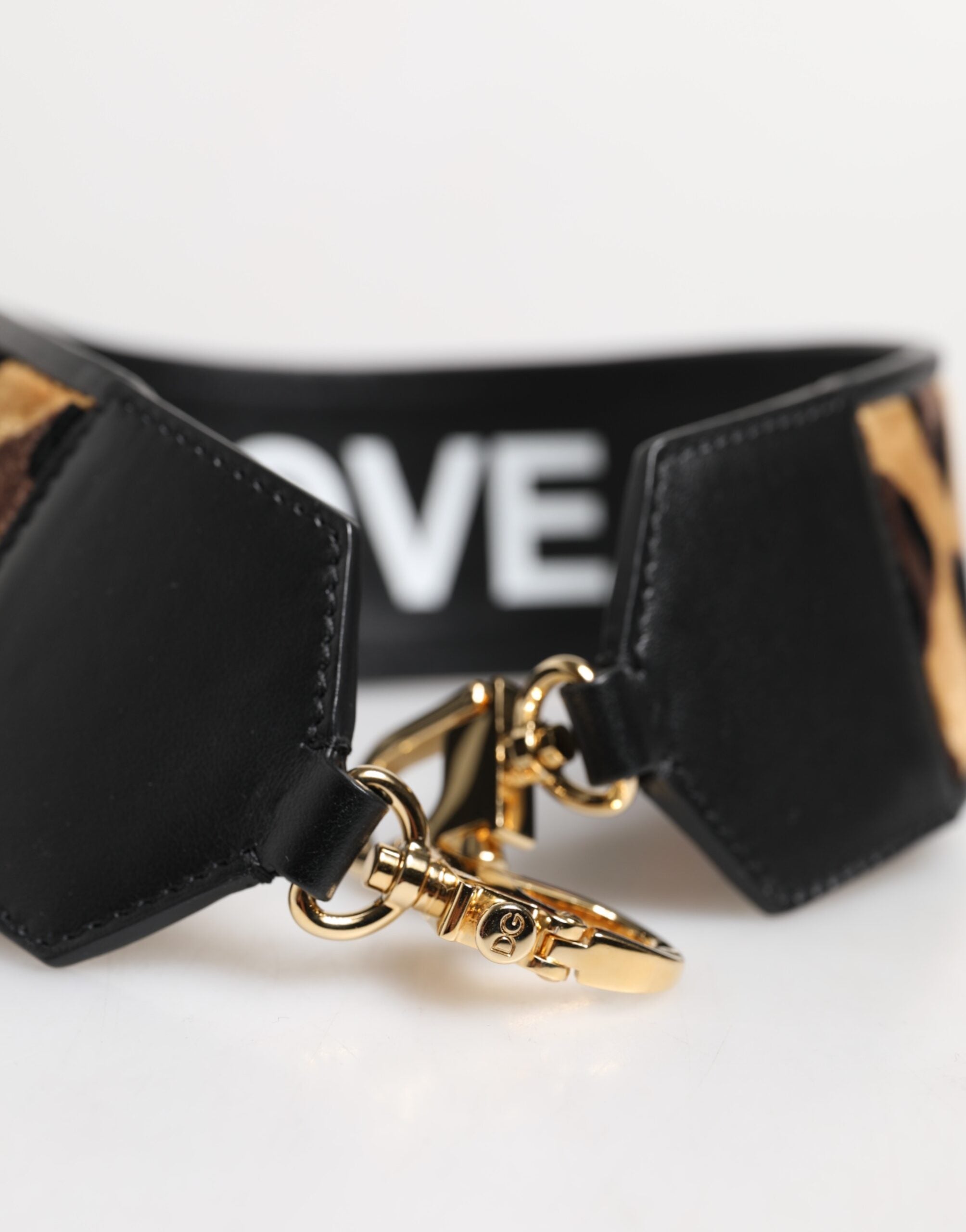 Schwarzer Leopardenprint Reversible Bag Schulterriemen