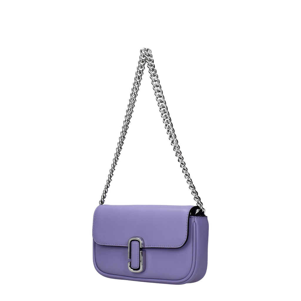 Lila Leder Crossbody Tasche