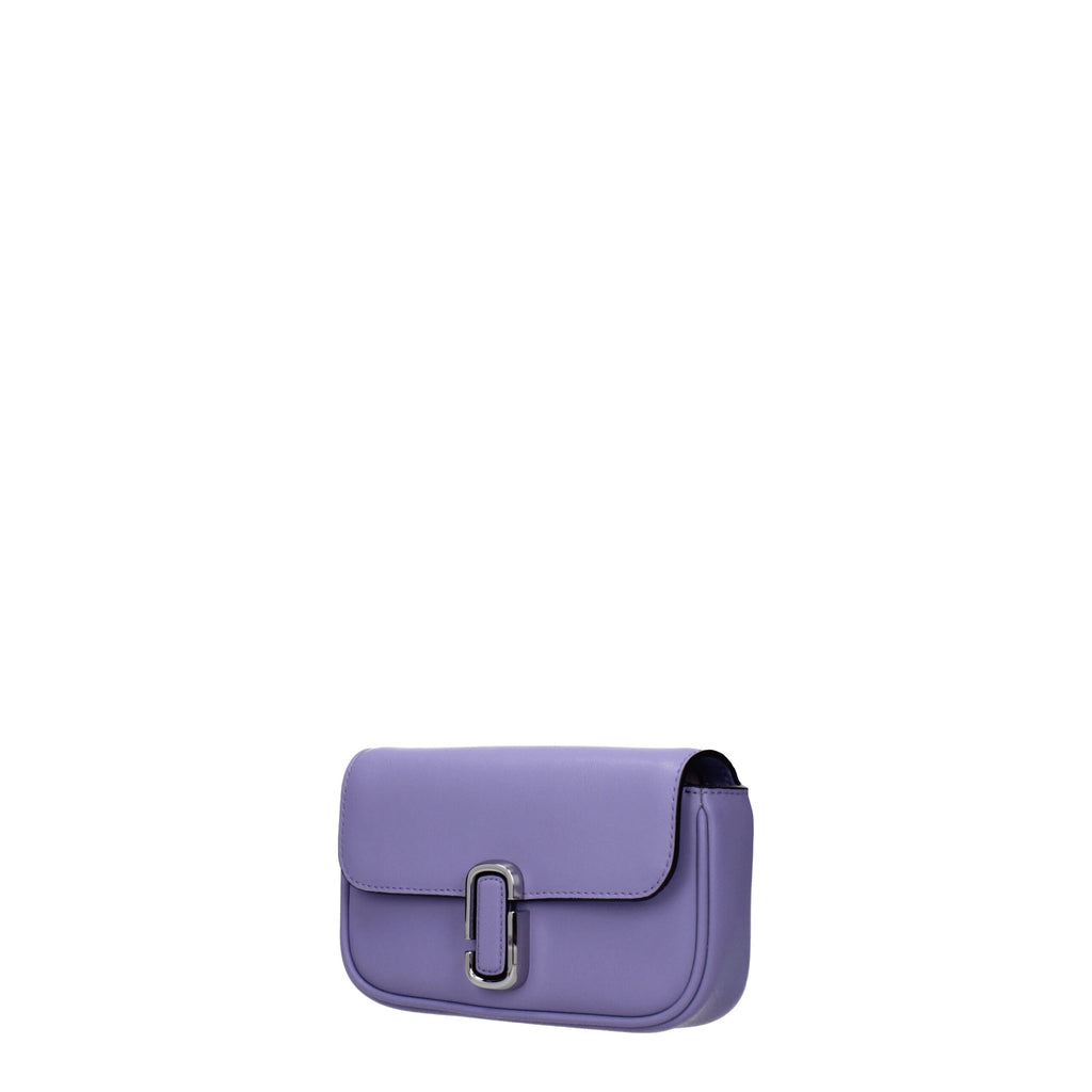 Lila Leder Crossbody Tasche