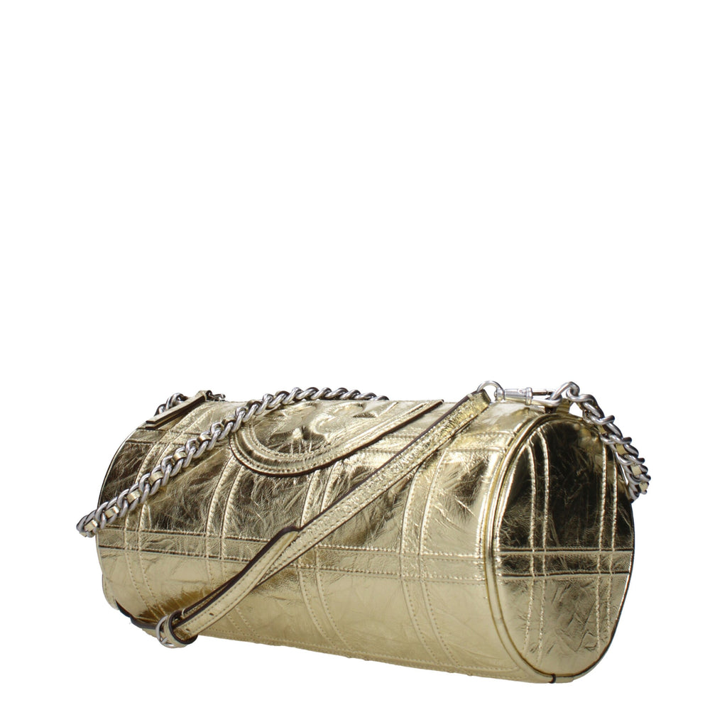 Goldene Schultertasche aus Leder