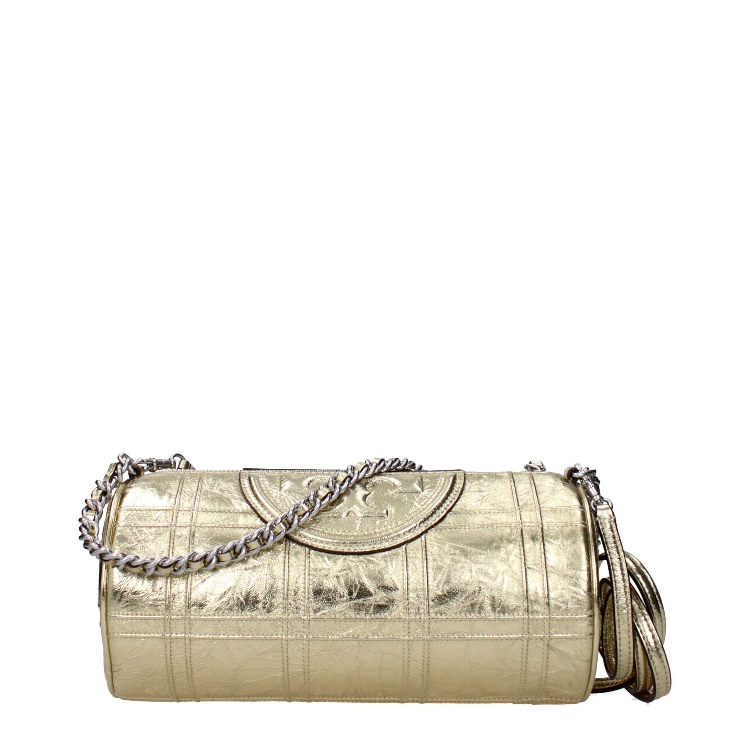 Goldene Schultertasche aus Leder