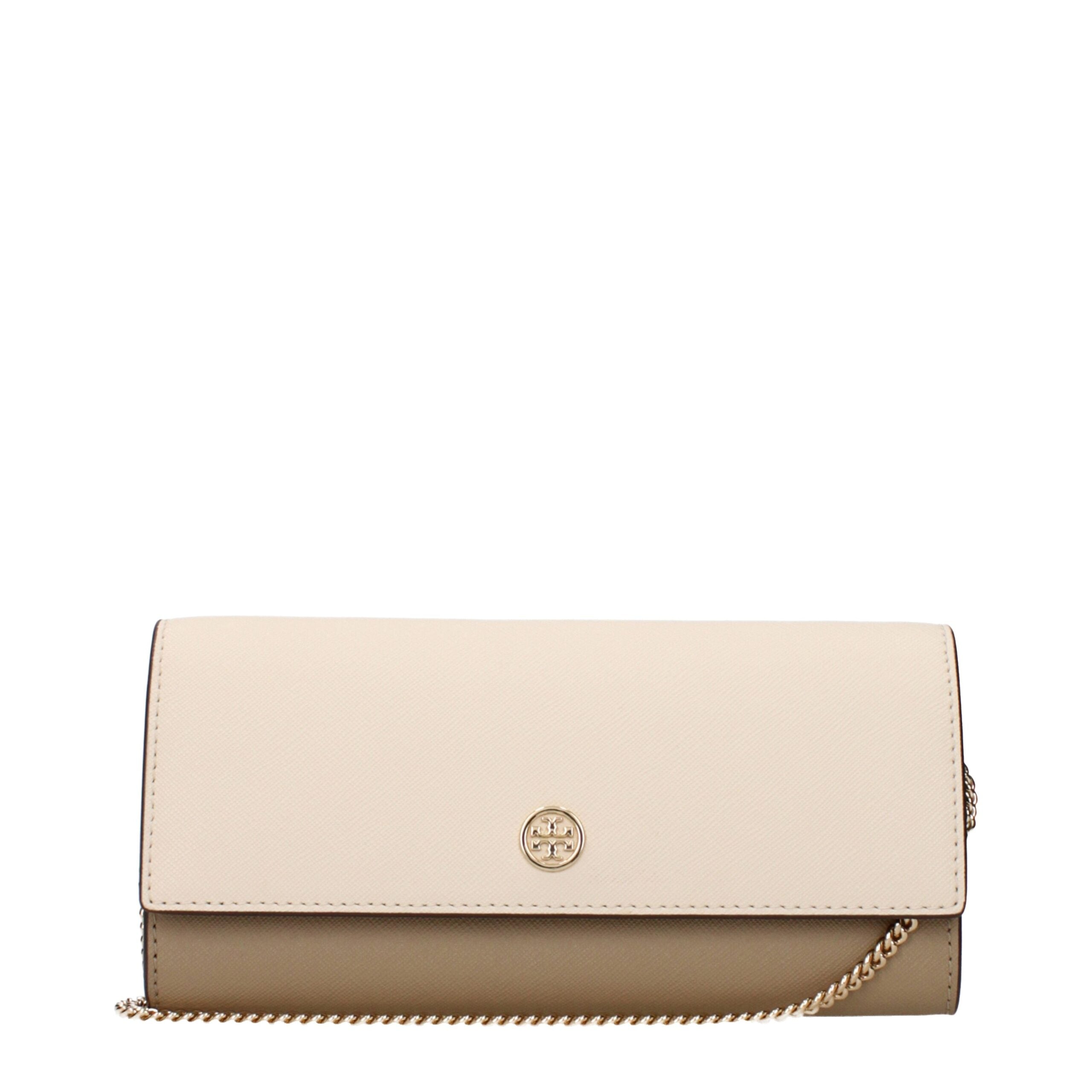 Beigefarbene Leder-Clutch