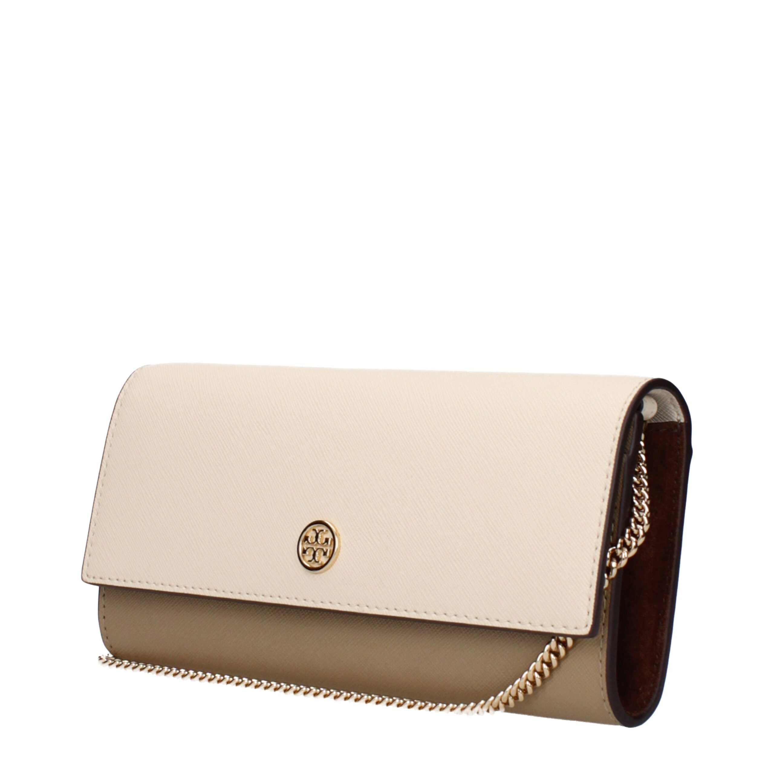 Beigefarbene Leder-Clutch