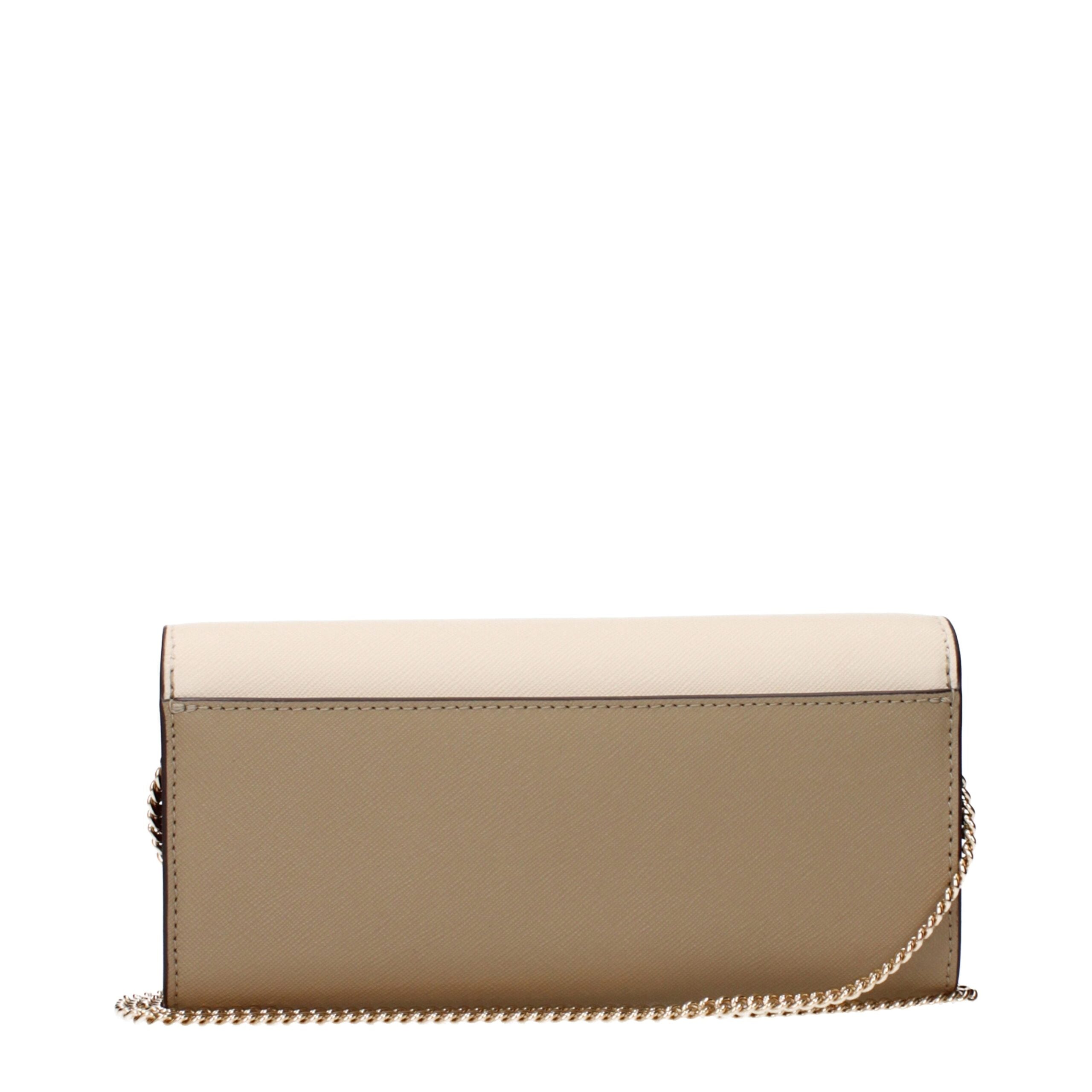Beigefarbene Leder-Clutch