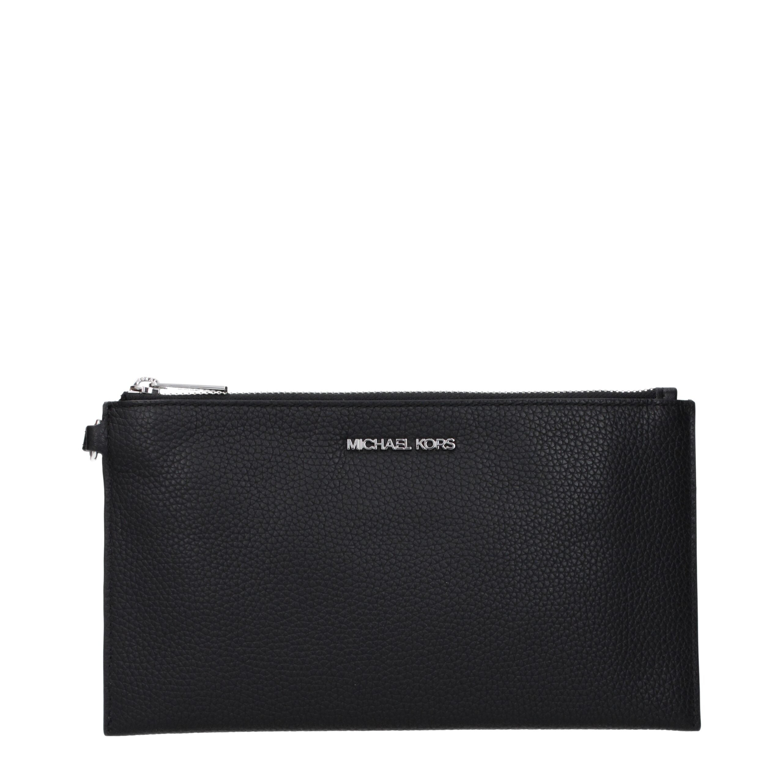 Schwarze Leder-Clutch