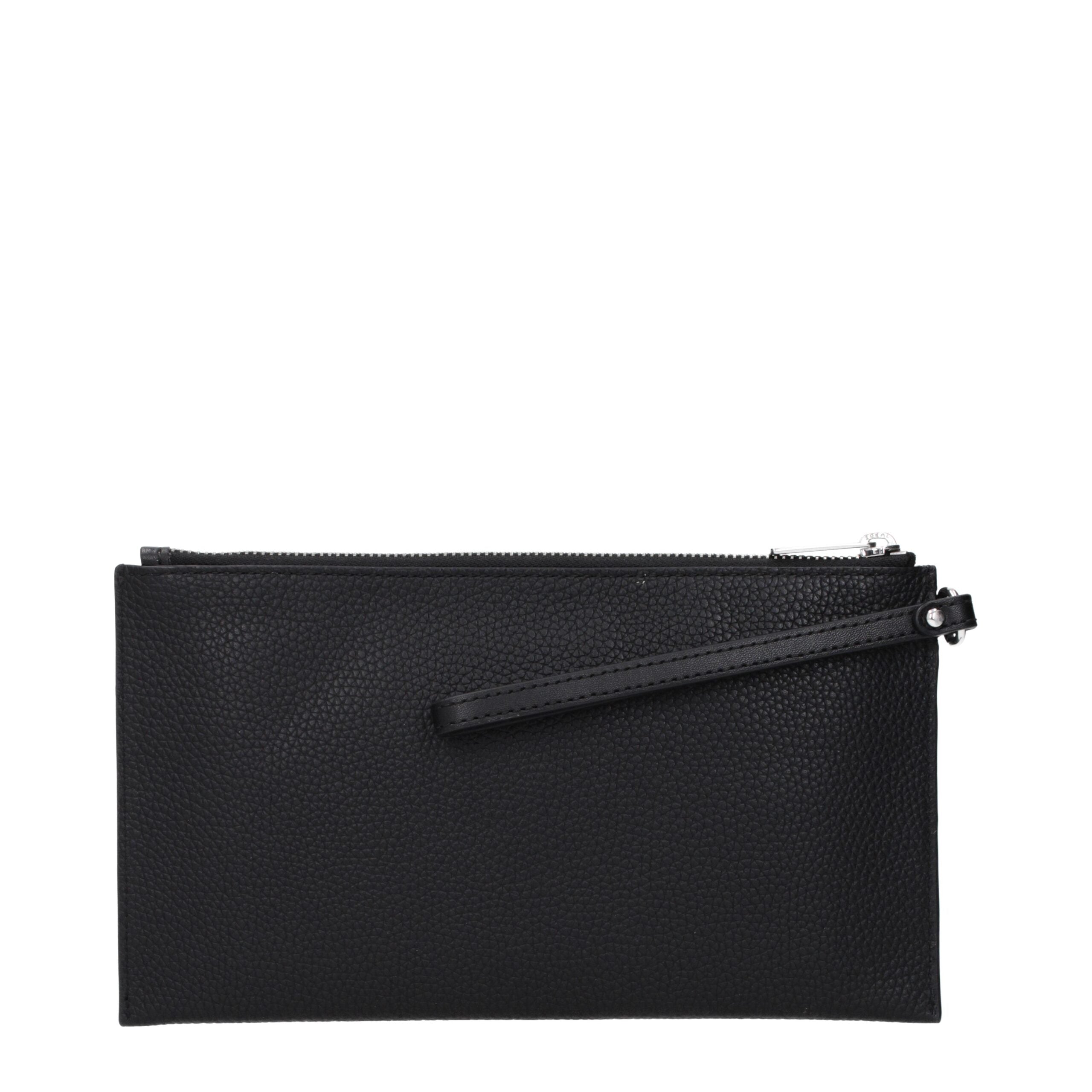 Schwarze Leder-Clutch