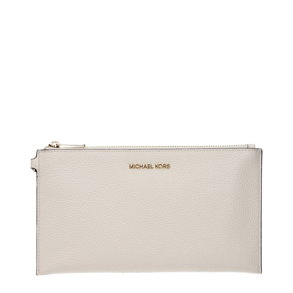 Beigefarbene Leder-Clutch