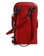 Rotes Leder Portemonnaie Telefon Sling Crossbody Neck Strap Tasche