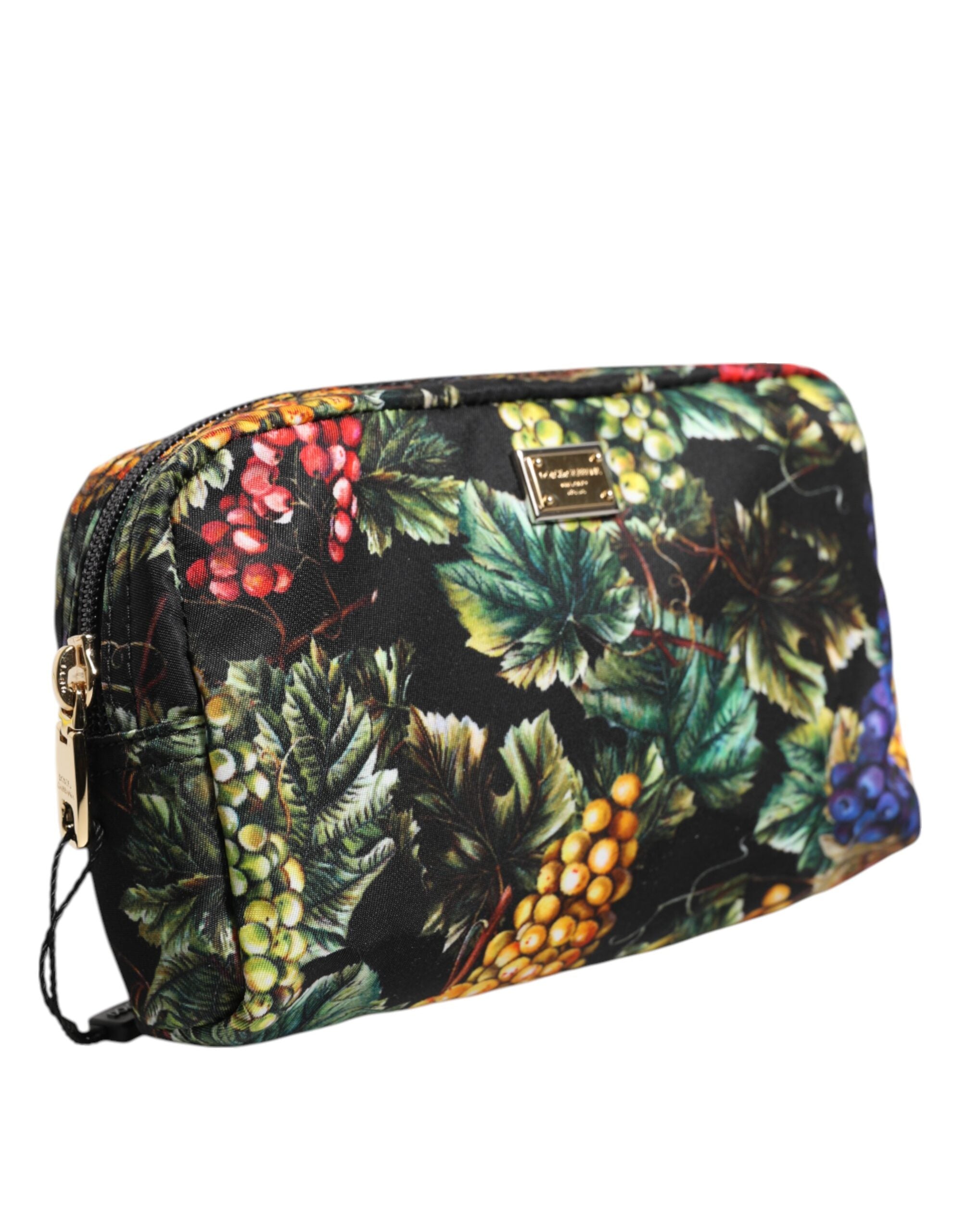 Multicolor Grape Print Clutch Logo Plaque Pouch Tasche