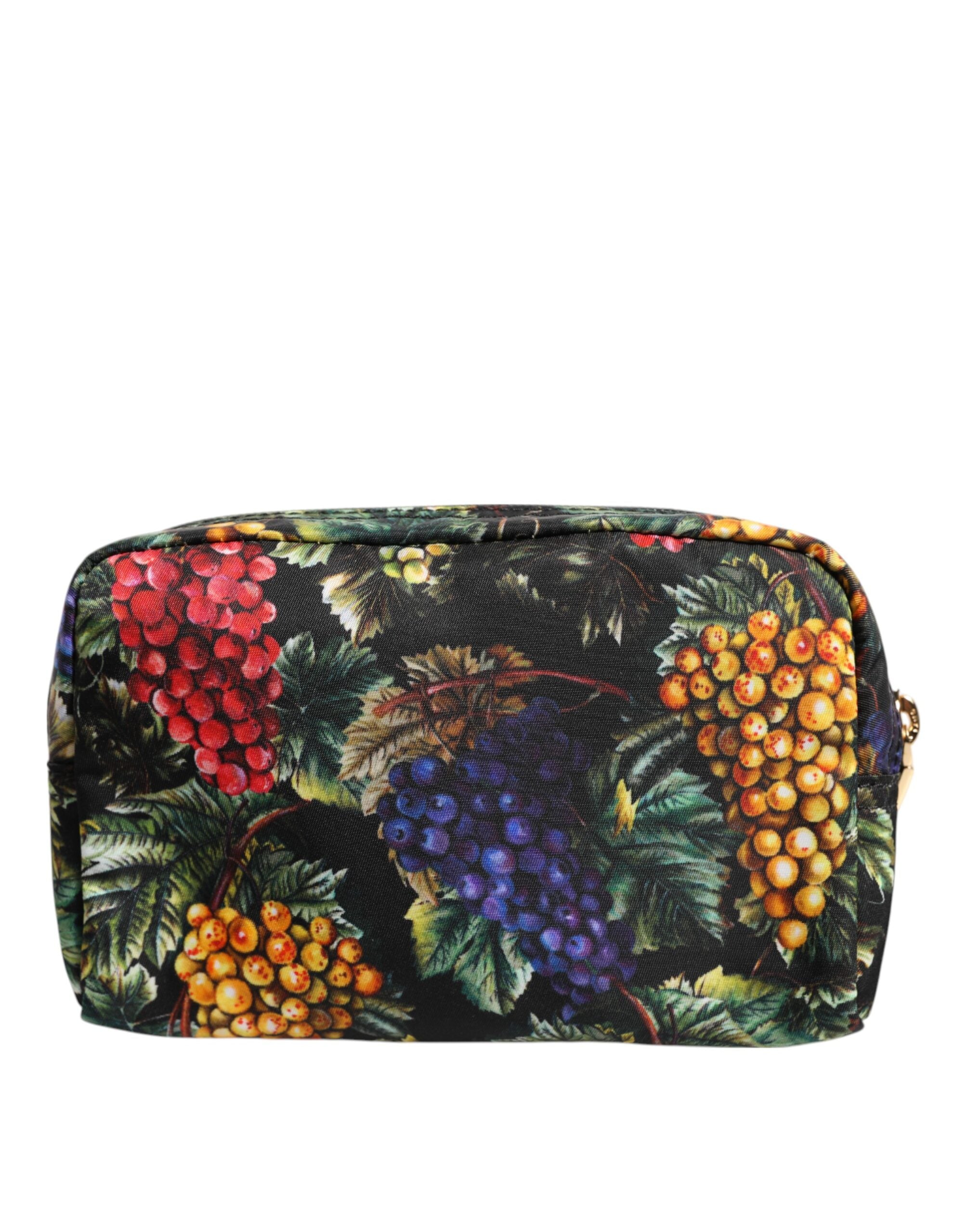 Multicolor Grape Print Clutch Logo Plaque Pouch Tasche