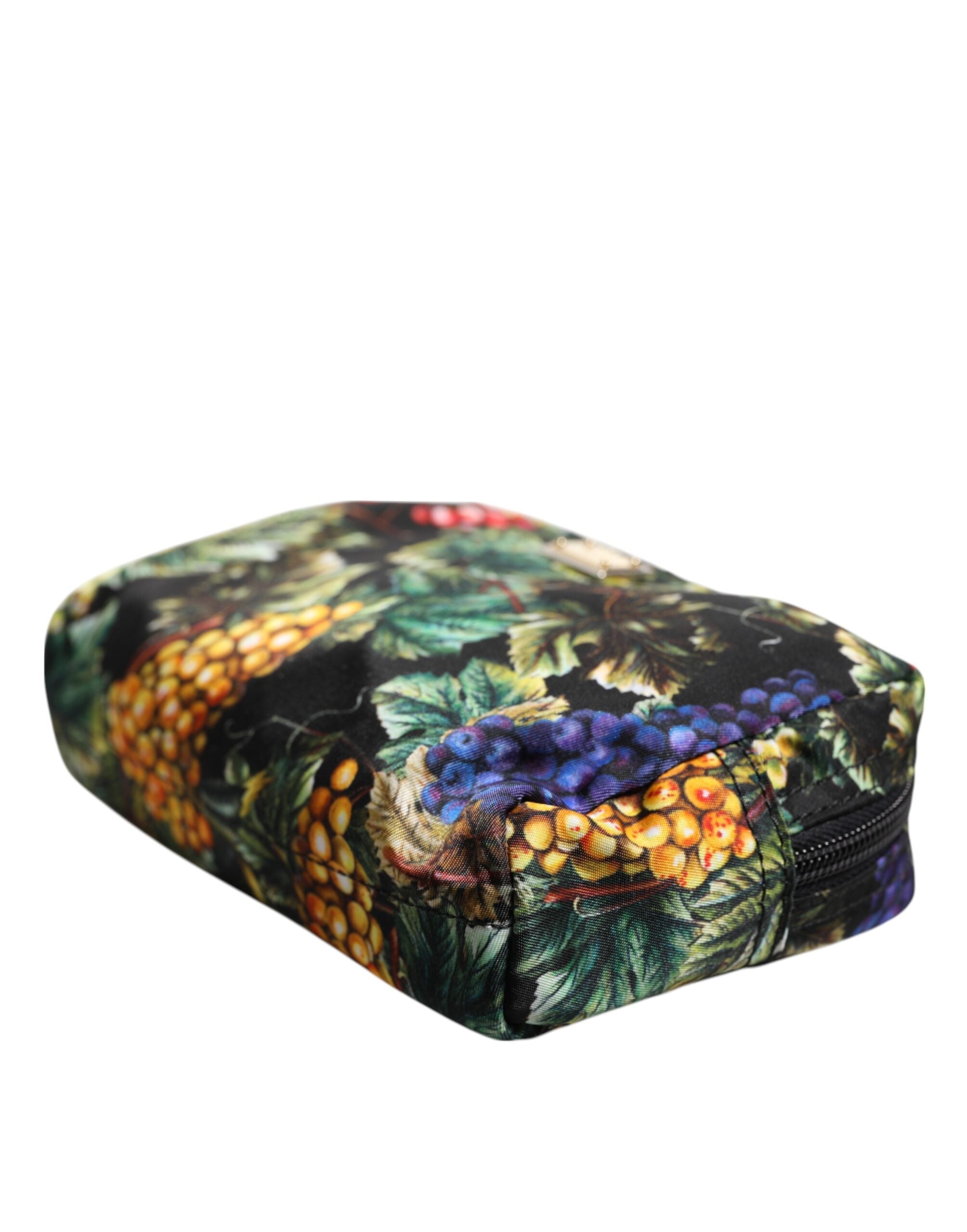 Multicolor Grape Print Clutch Logo Plaque Pouch Tasche