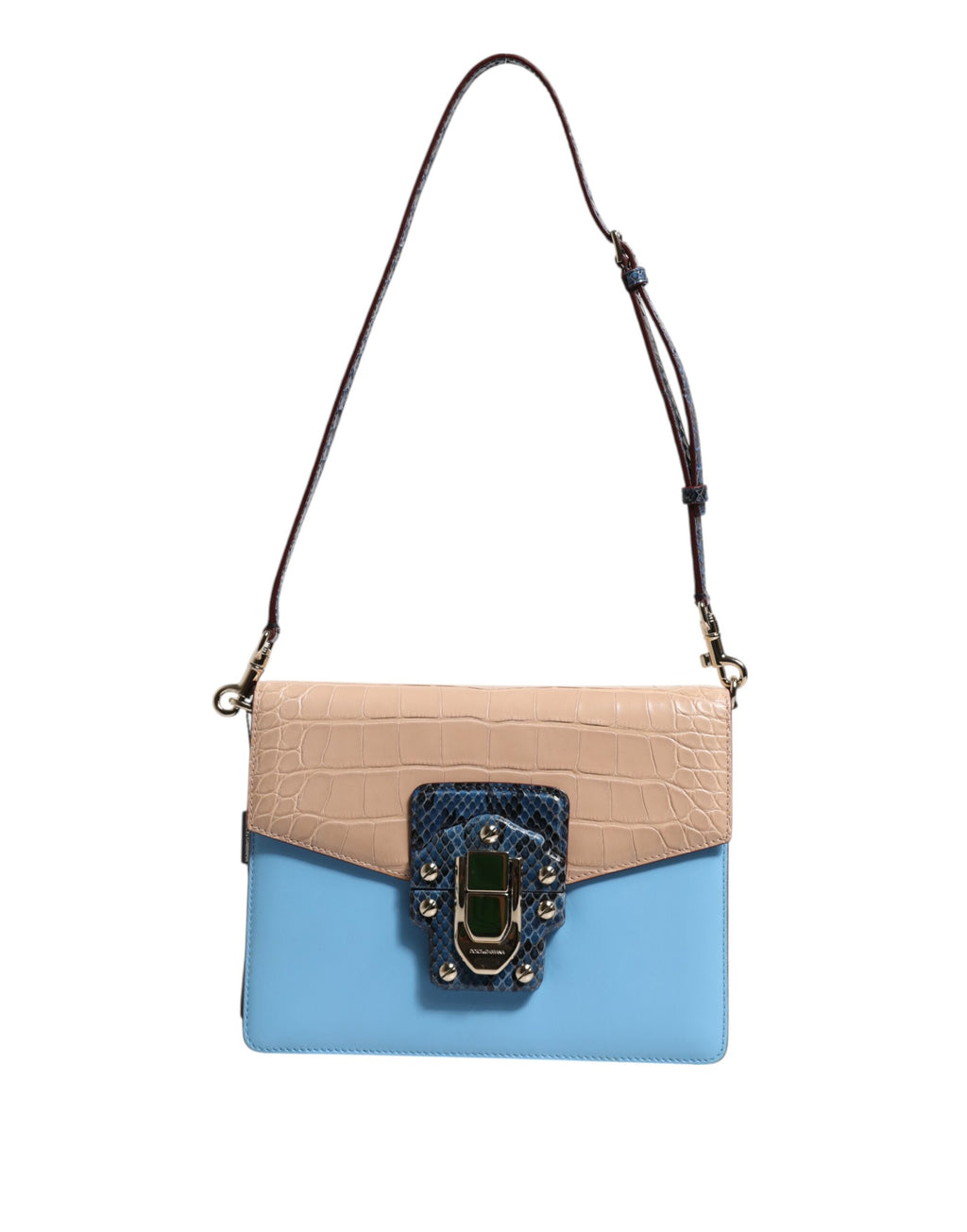 Blau Beige Exotisches Leder LUCIA Crossbody Tasche