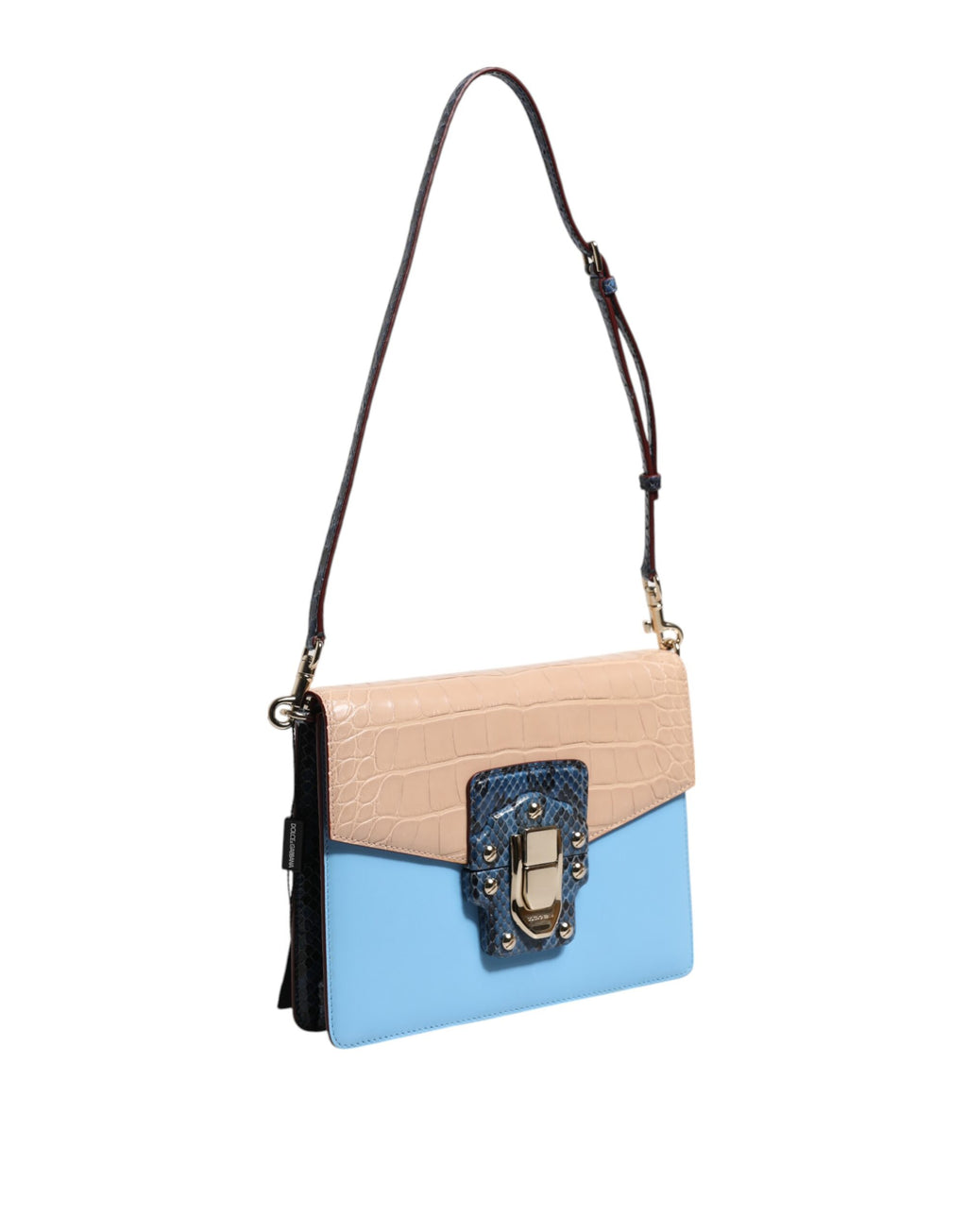 Blau Beige Exotisches Leder LUCIA Crossbody Tasche
