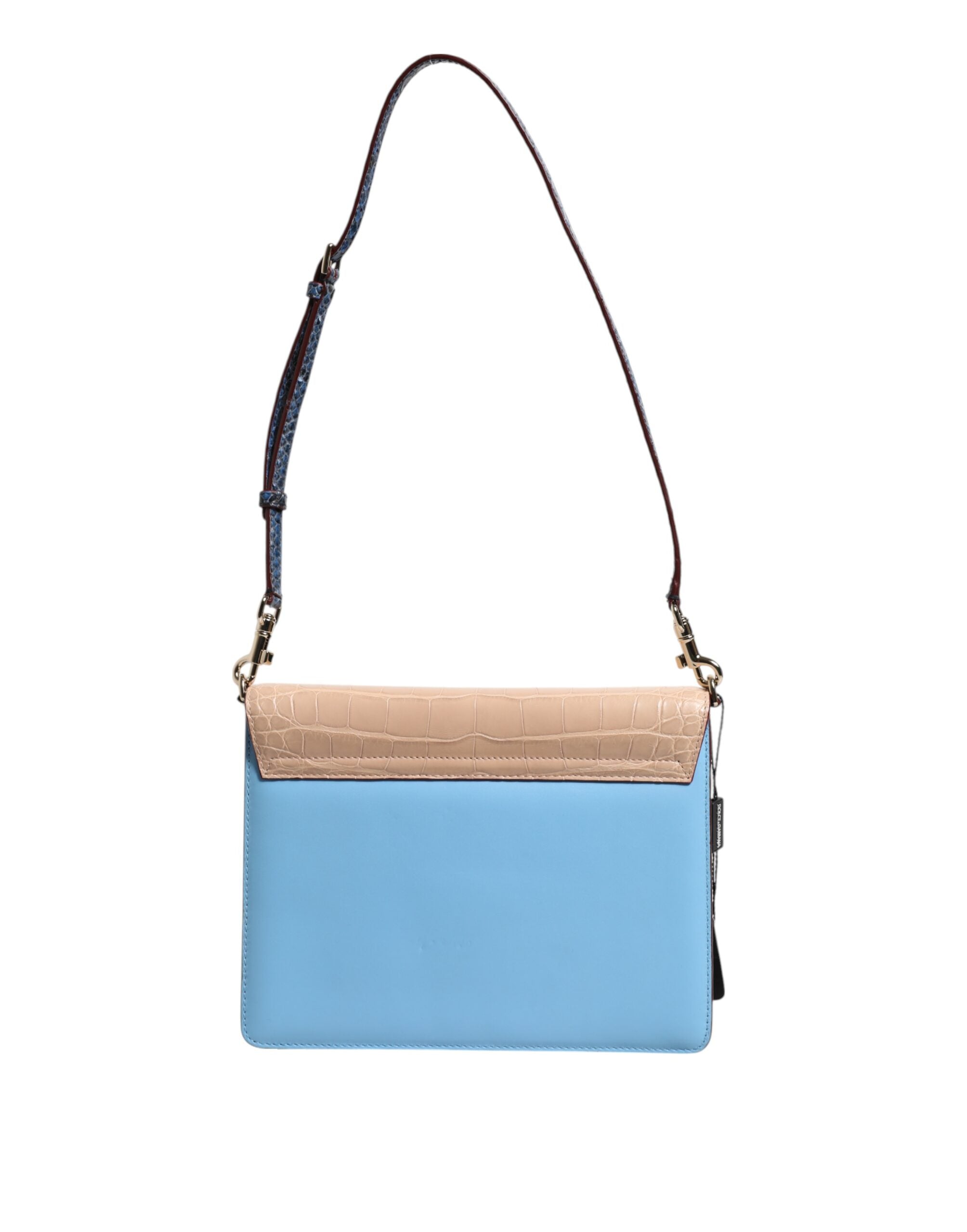 Blau Beige Exotisches Leder LUCIA Crossbody Tasche