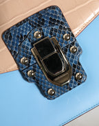 Blau Beige Exotisches Leder LUCIA Crossbody Tasche