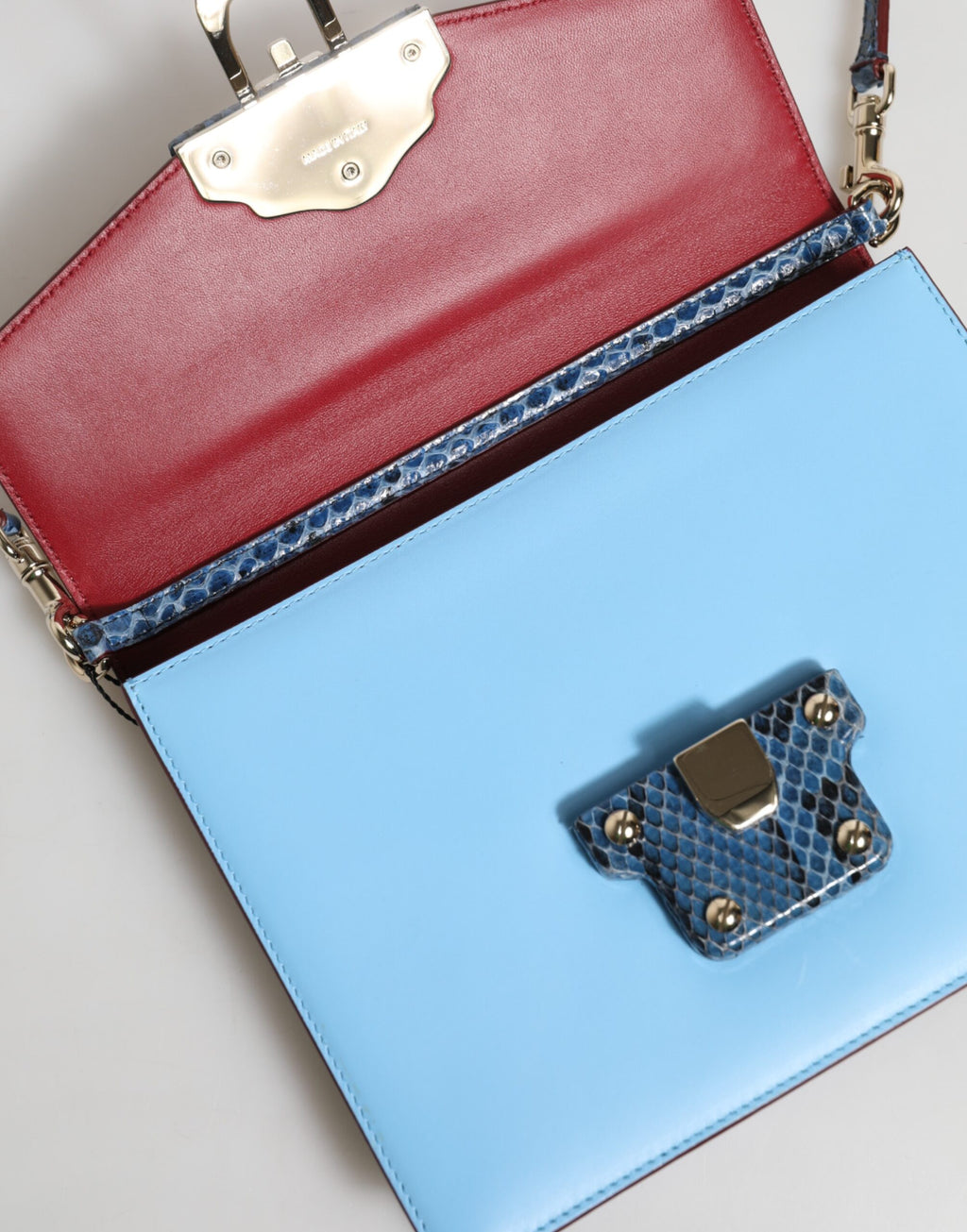 Blau Beige Exotisches Leder LUCIA Crossbody Tasche