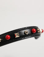 Schwarze verschönerte Ledertasche mit Henkel Frauen Schulterriemen