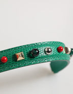 Grüne verschönerte Ledertasche mit Henkel Frauen Schulterriemen