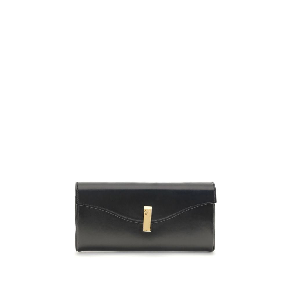 Schwarze Leder-Clutch