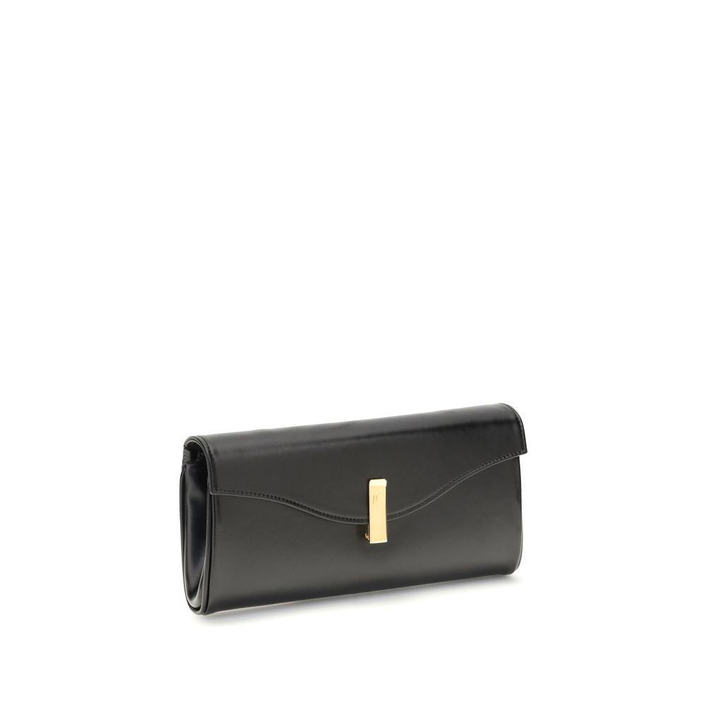 Schwarze Leder-Clutch