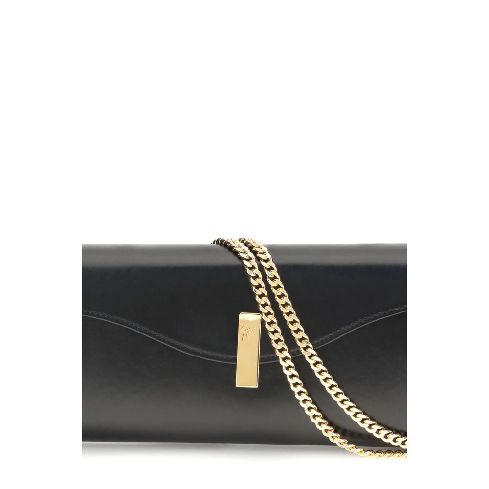Schwarze Leder-Clutch