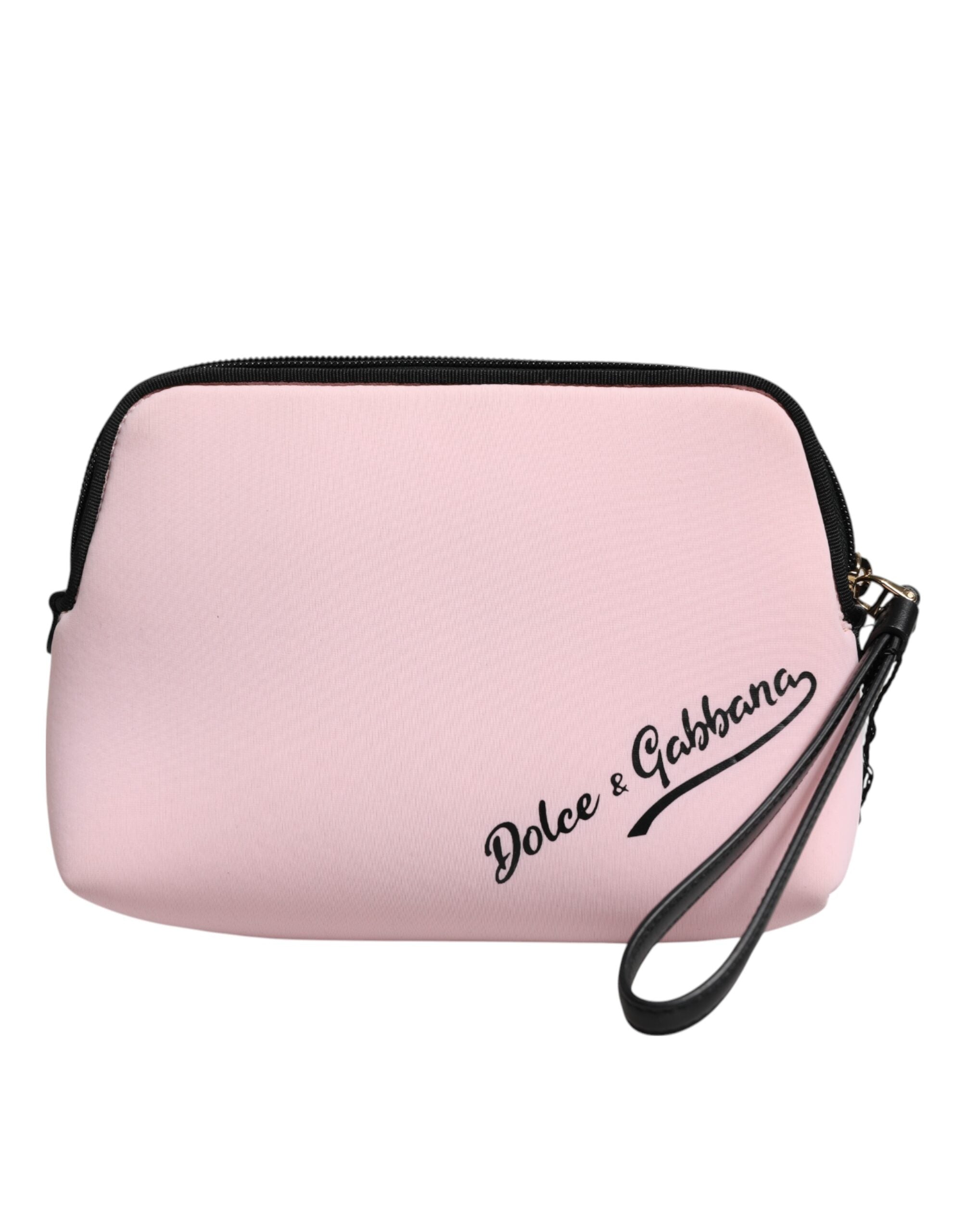 Rosa Solid Nylon DG Logo Print Clutch Zip Borse Pouch Tasche