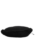 Schwarz Kaschmir gestrickt Leder Schulter Frauen Borse Tasche