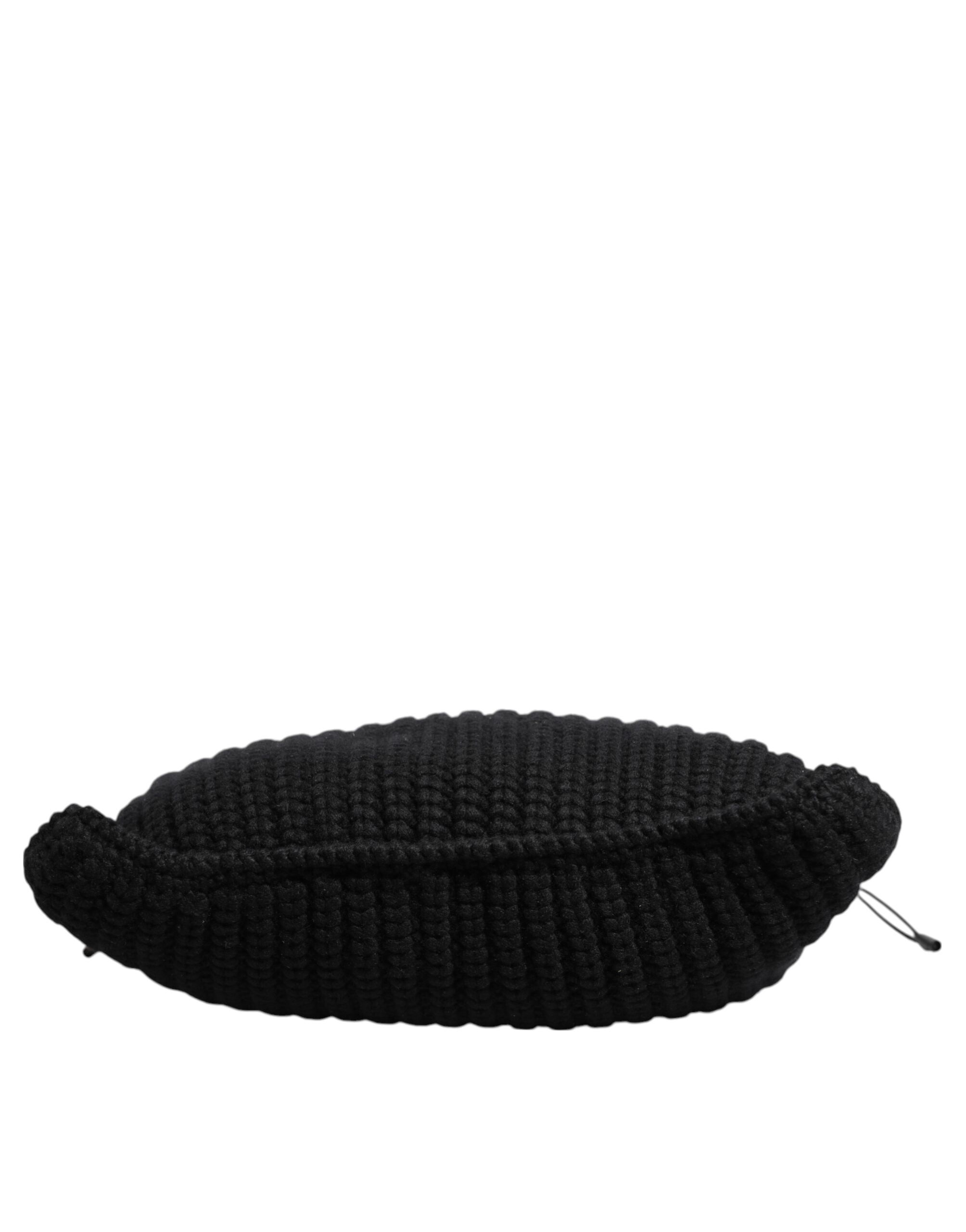 Schwarz Kaschmir gestrickt Leder Schulter Frauen Borse Tasche