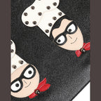 Schwarzes Leder #DGFAMILY Verschönerte Herren Clutch Pouch Tasche