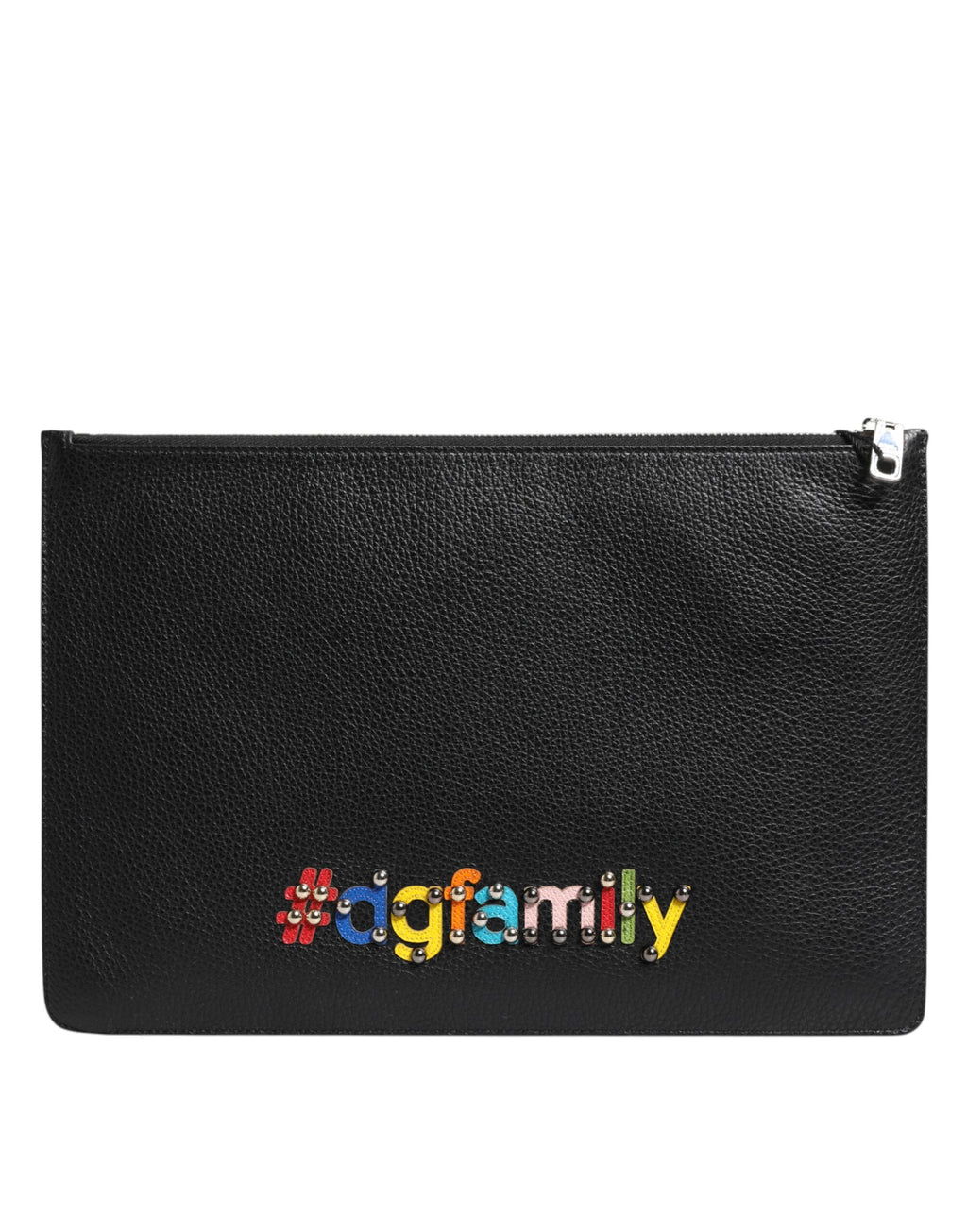 Schwarzes Leder #DGFAMILY Verschönerte Herren Clutch Pouch Tasche