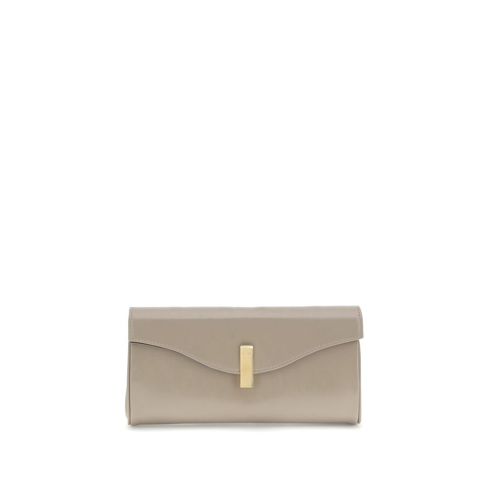 Beigefarbene Leder-Clutch