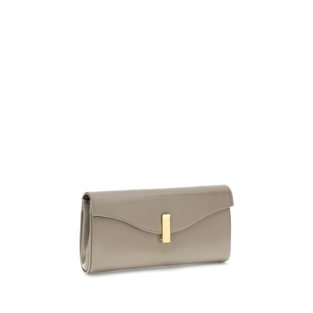Beigefarbene Leder-Clutch