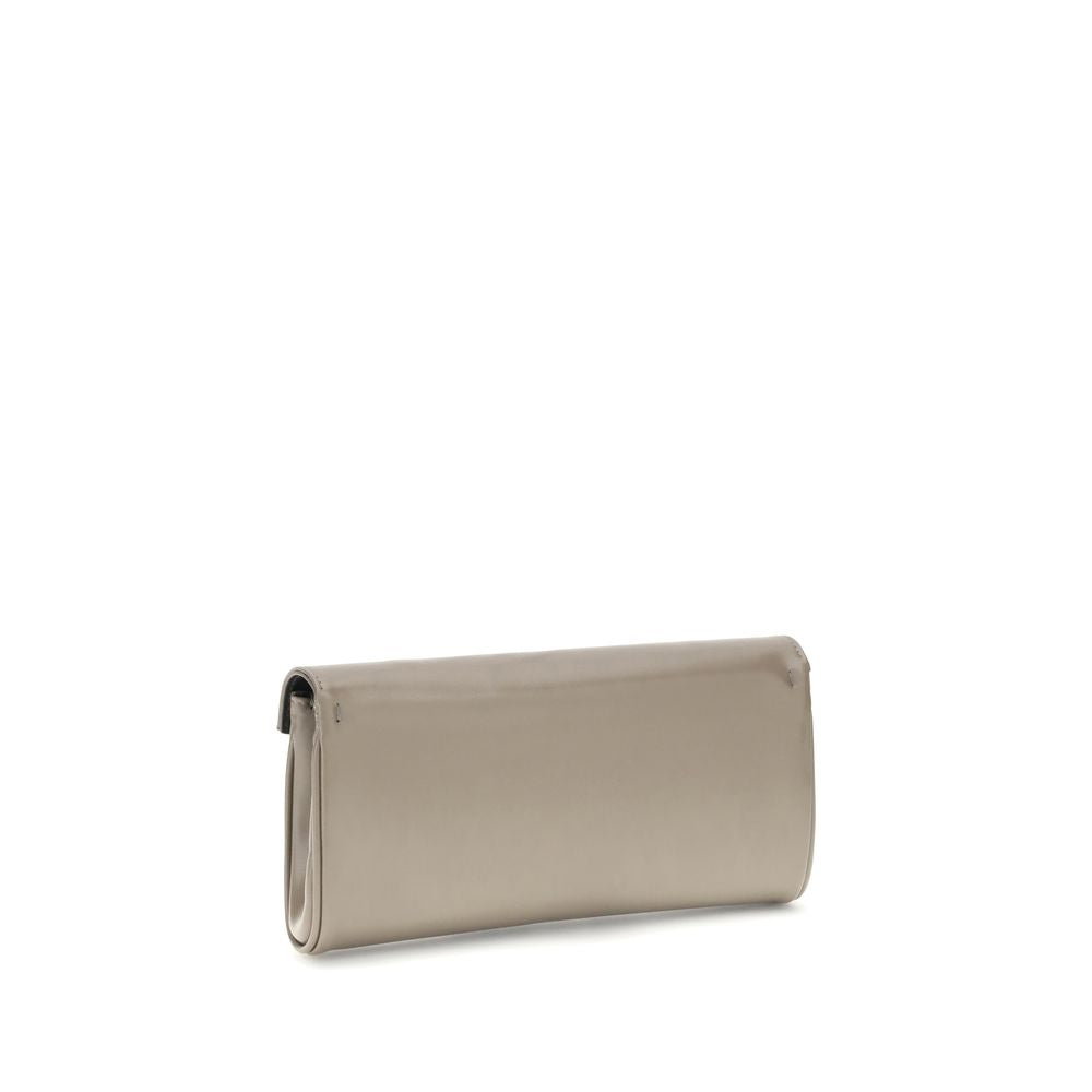 Beigefarbene Leder-Clutch