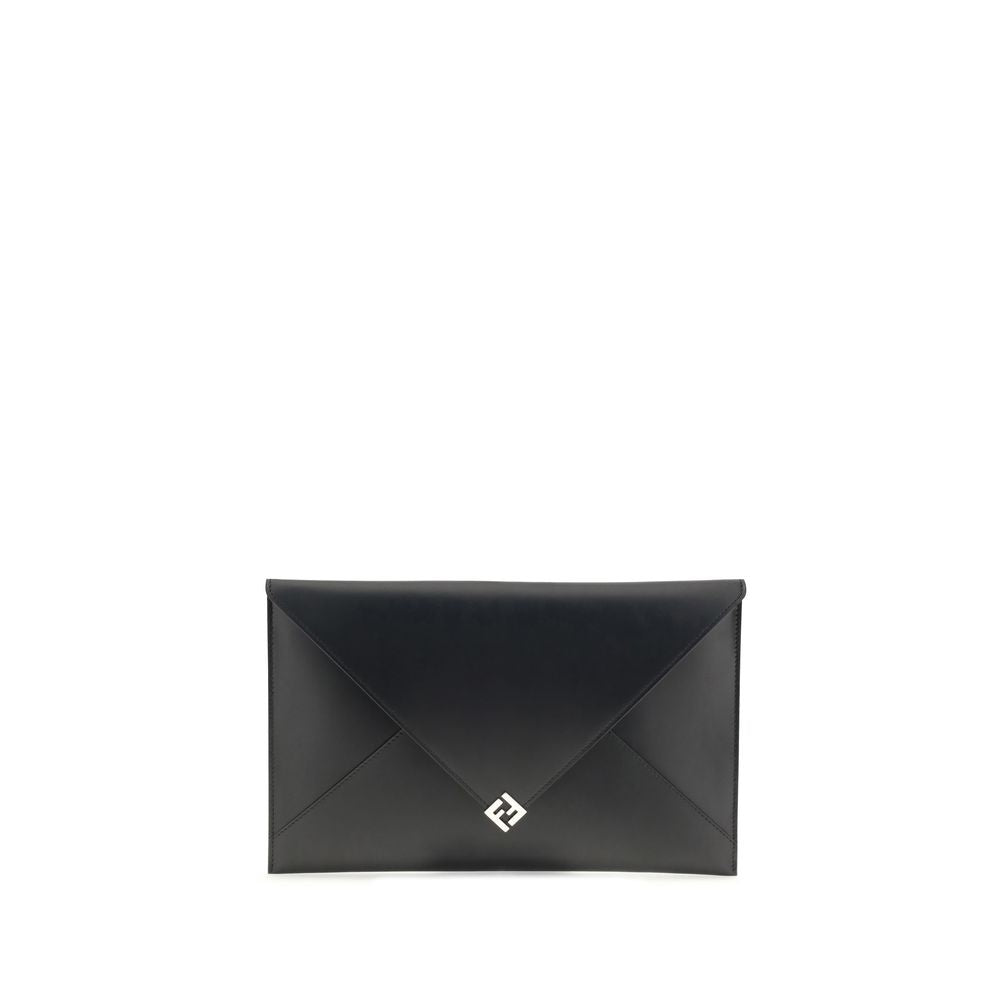 Schwarze Leder-Clutch