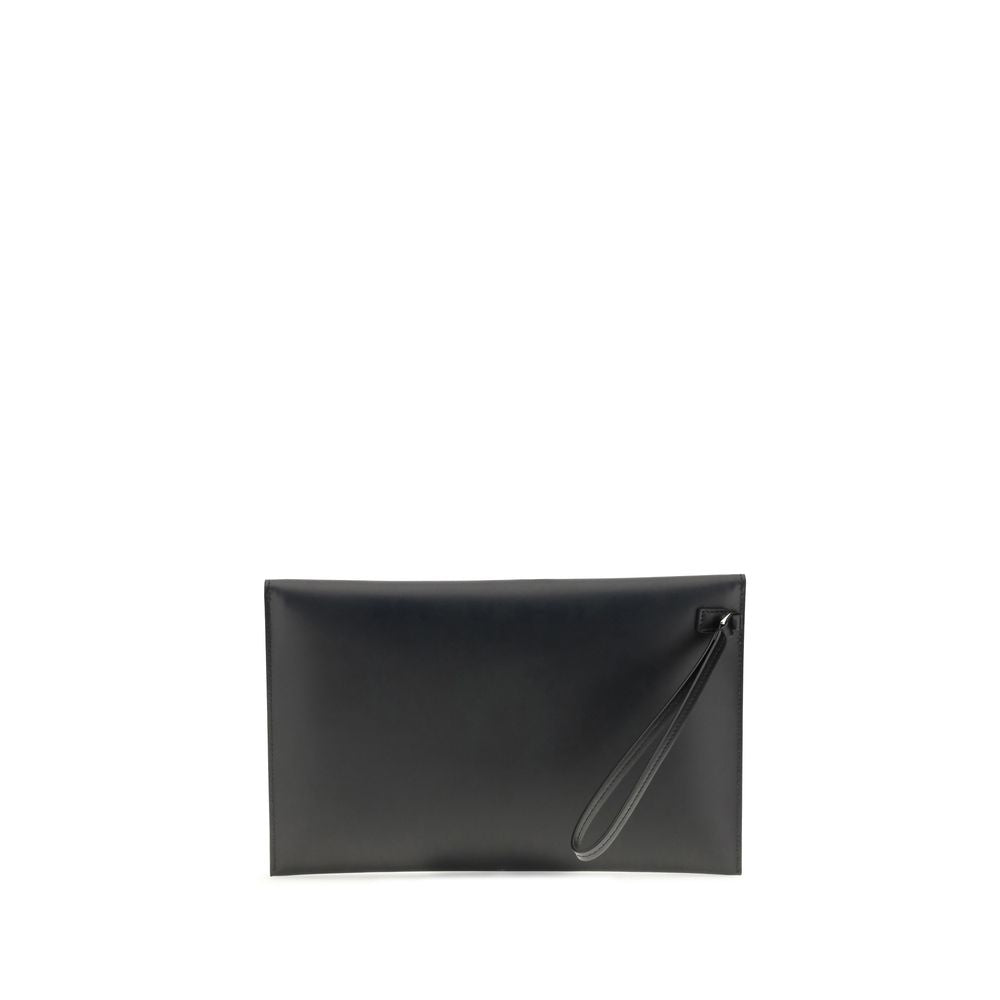 Schwarze Leder-Clutch