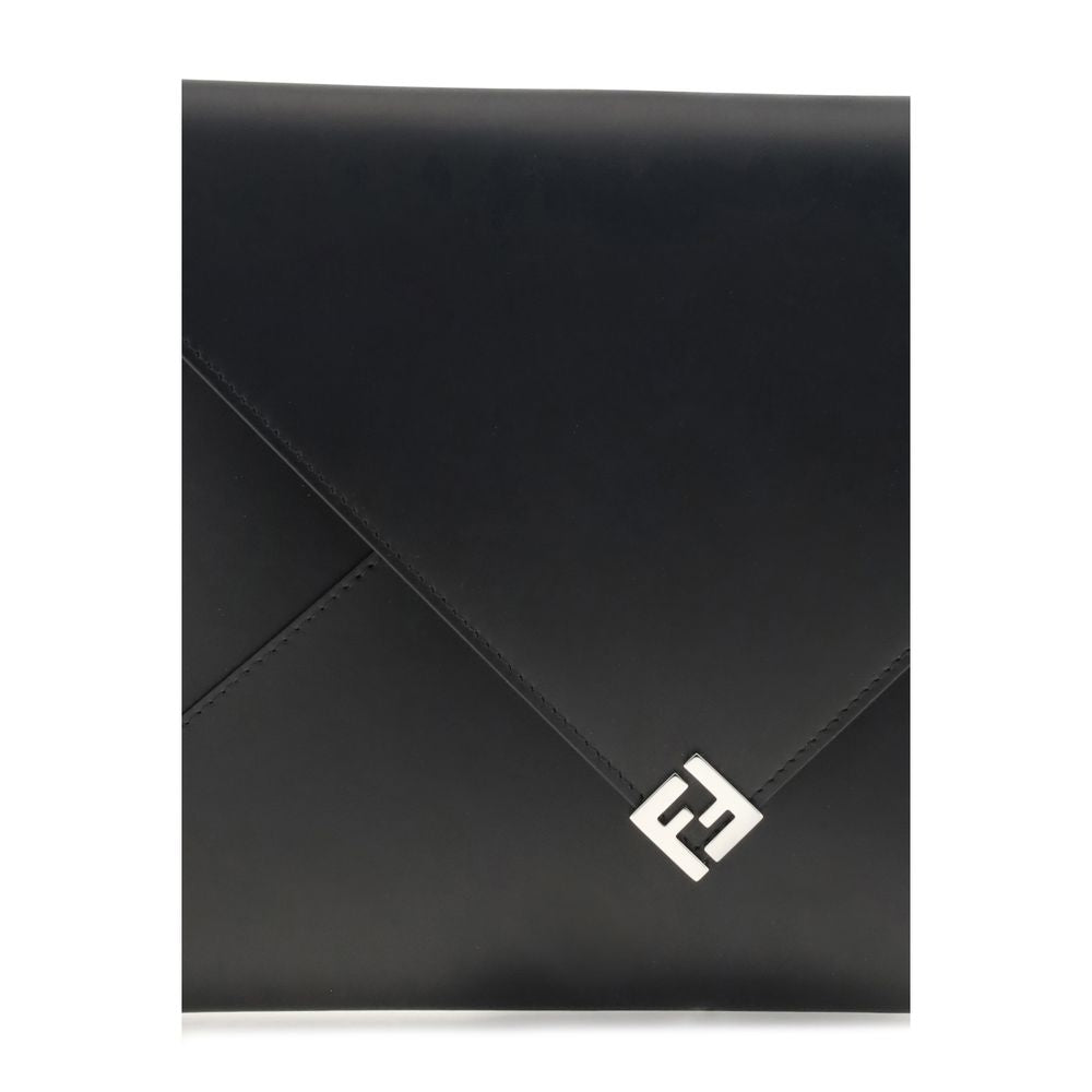 Schwarze Leder-Clutch