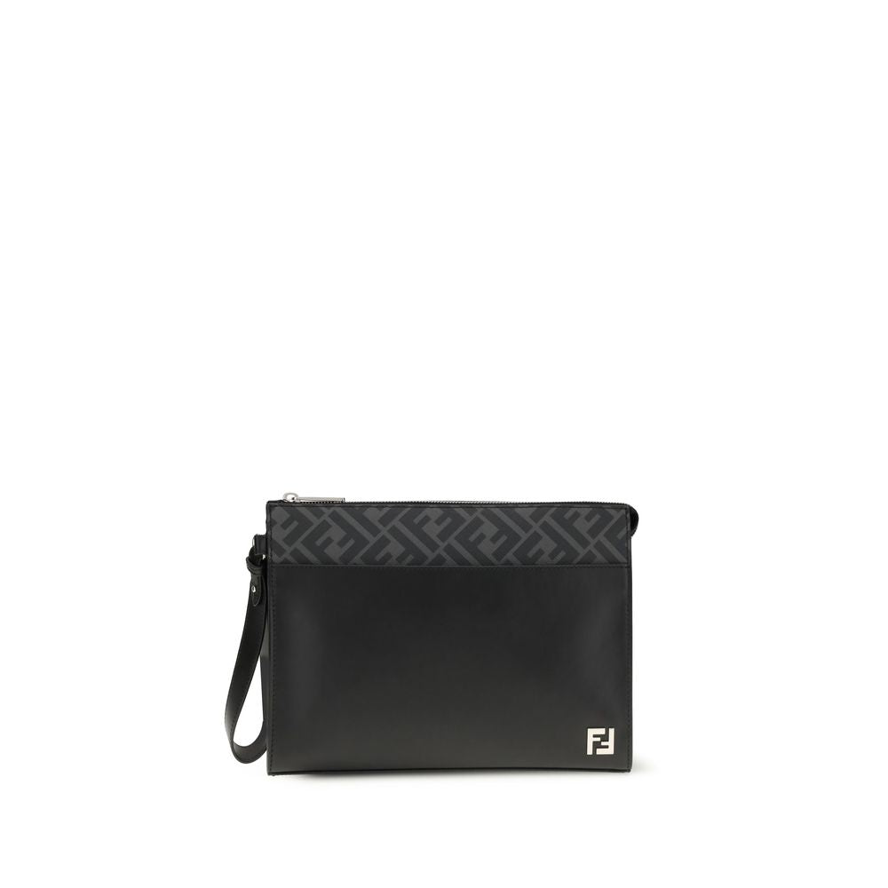 Schwarze Leder-Clutch