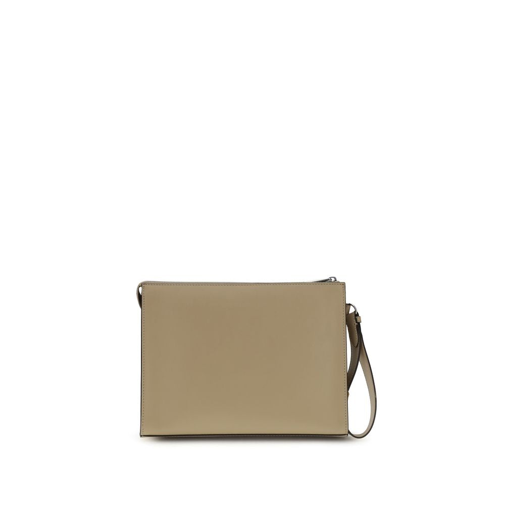 Beigefarbene Leder-Clutch