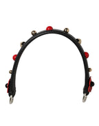 Schwarze verschönerte Ledertasche mit Henkel Frauen Schulterriemen