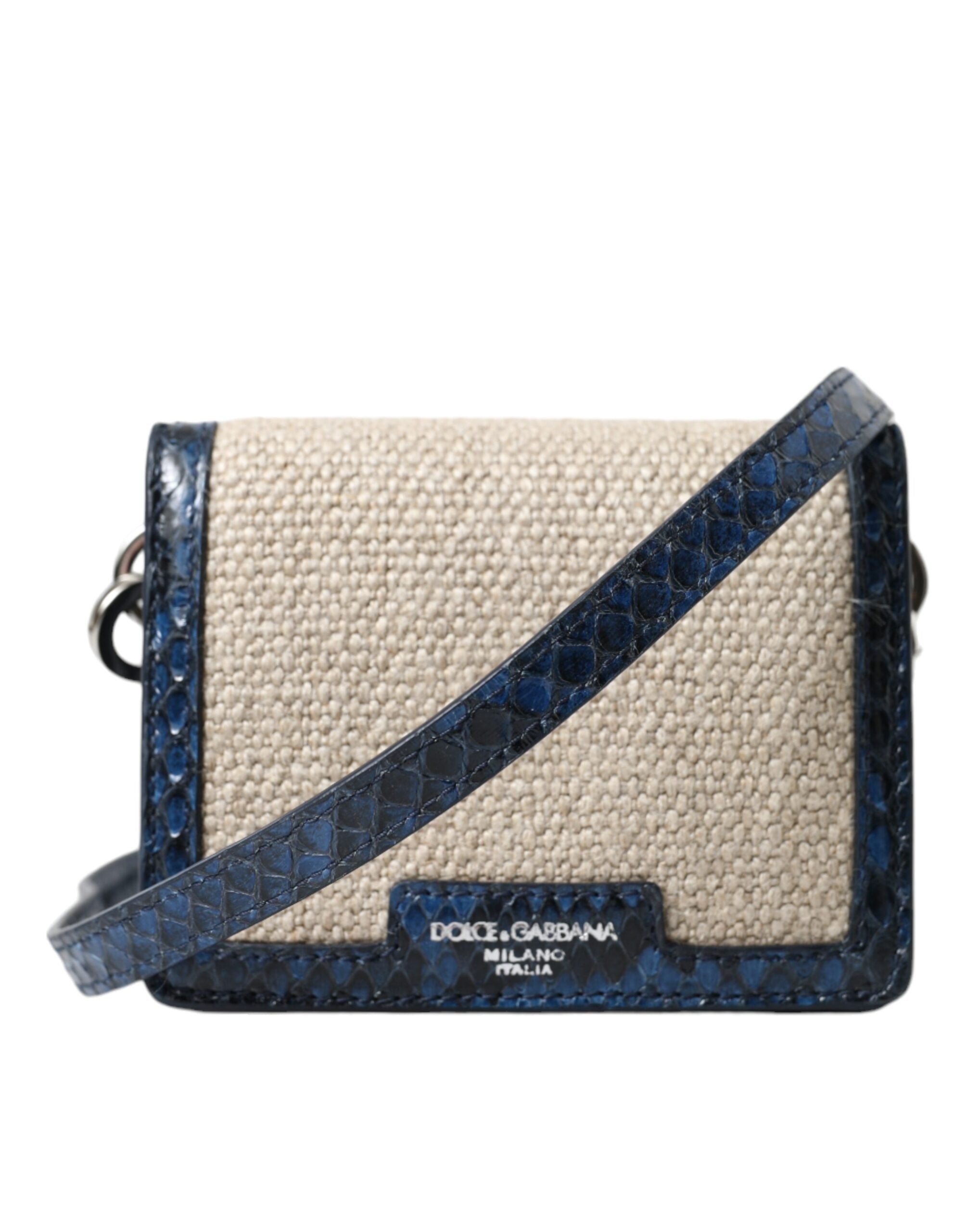 Beige Raffia Blau Leder Trim Mini Umhängetasche Crossbody Bag