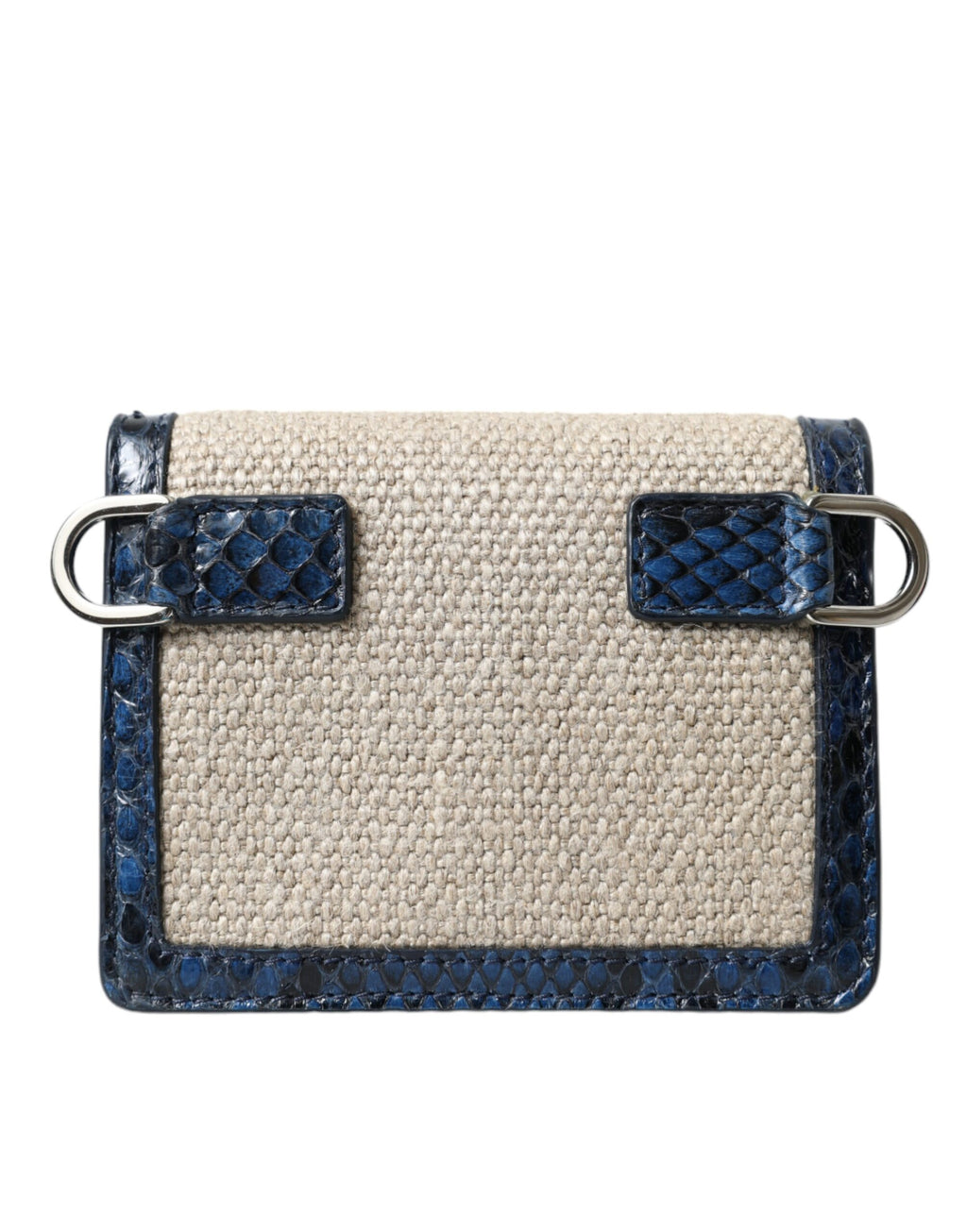 Beige Raffia Blau Leder Trim Mini Umhängetasche Crossbody Bag