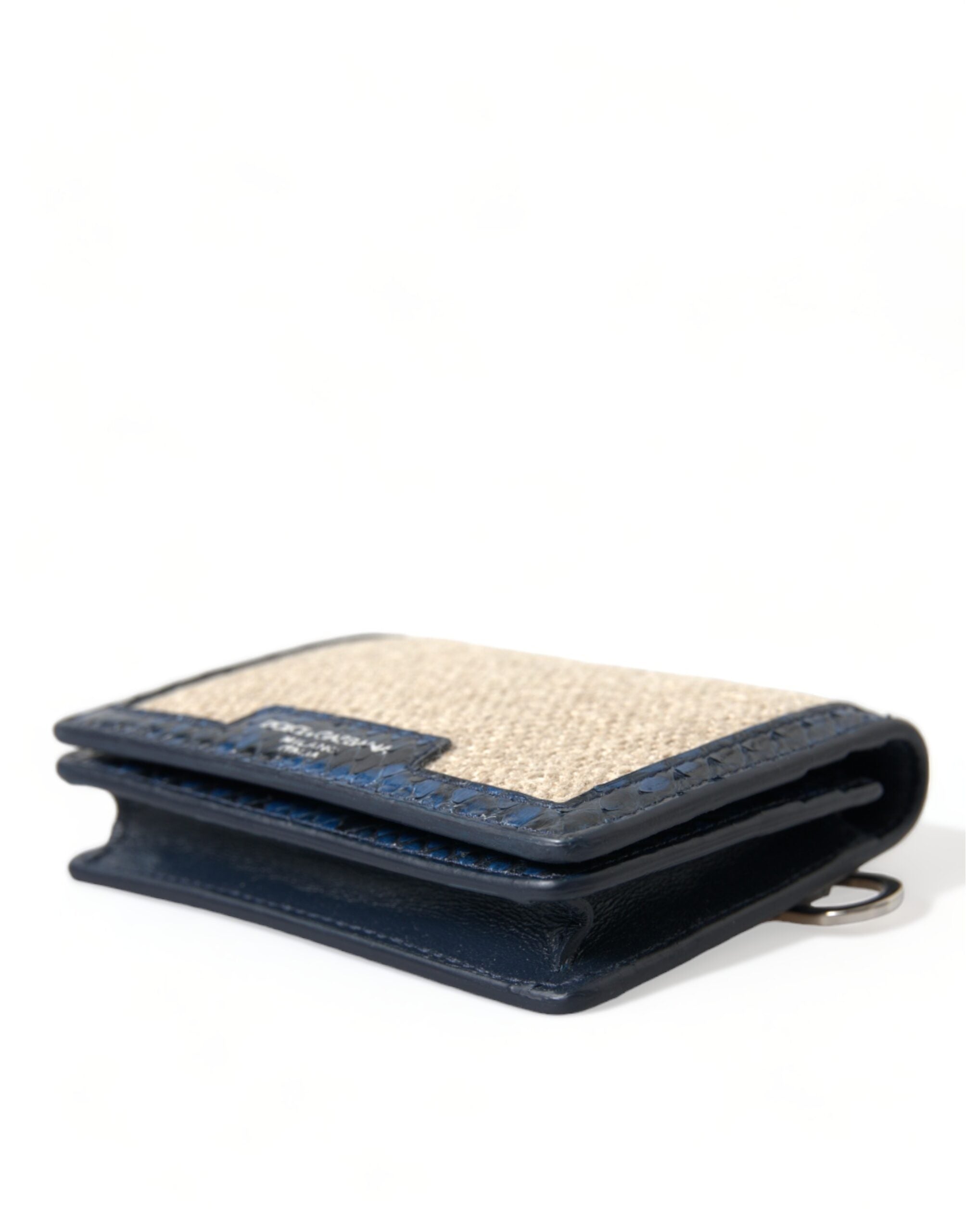 Beige Raffia Blau Leder Trim Mini Umhängetasche Crossbody Bag