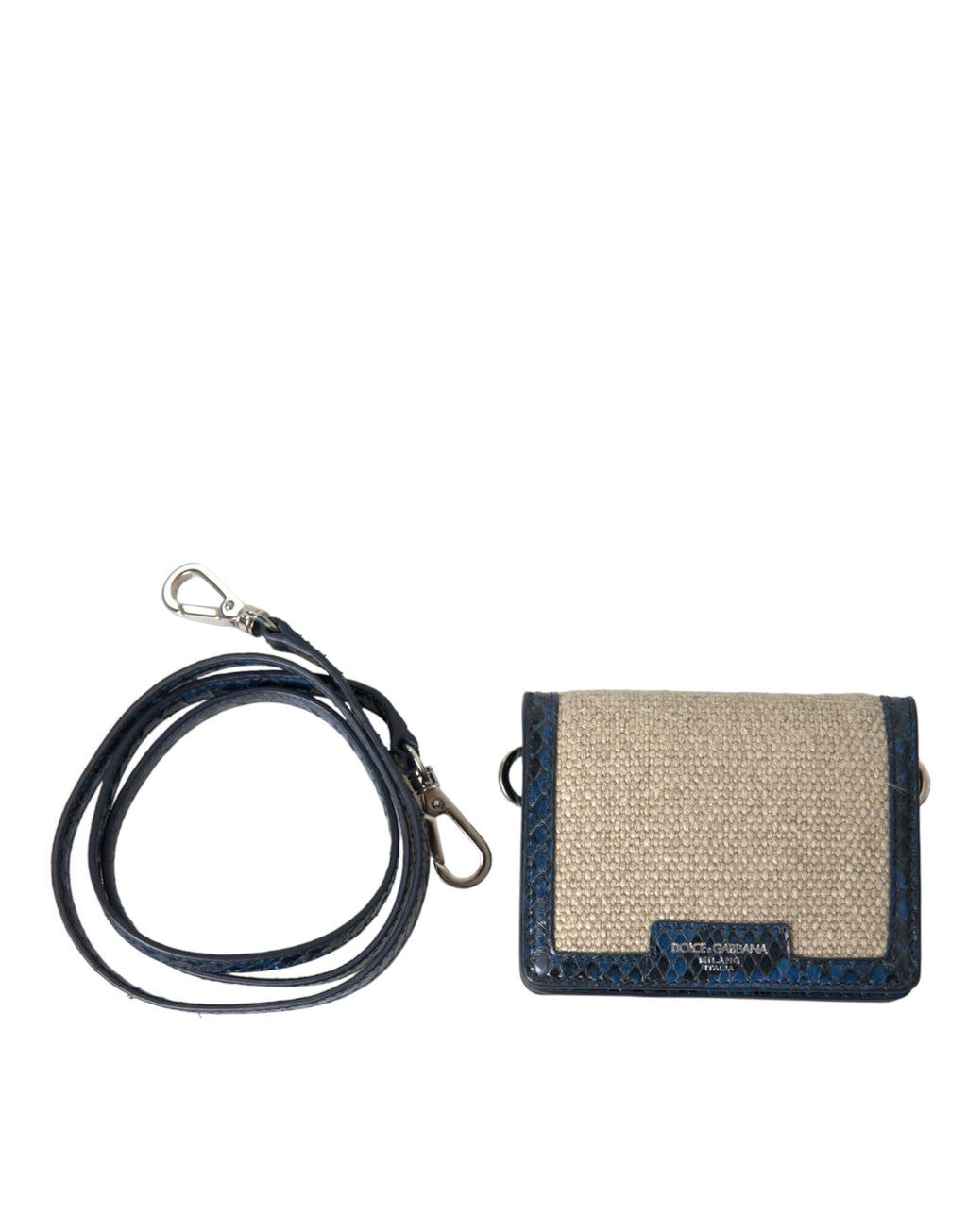 Beige Raffia Blau Leder Trim Mini Umhängetasche Crossbody Bag