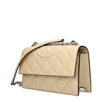 Beigefarbene Leder-Umhängetasche