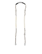 Schwarzes Leder Perle Kette Tasche Accessoire Schulterriemen