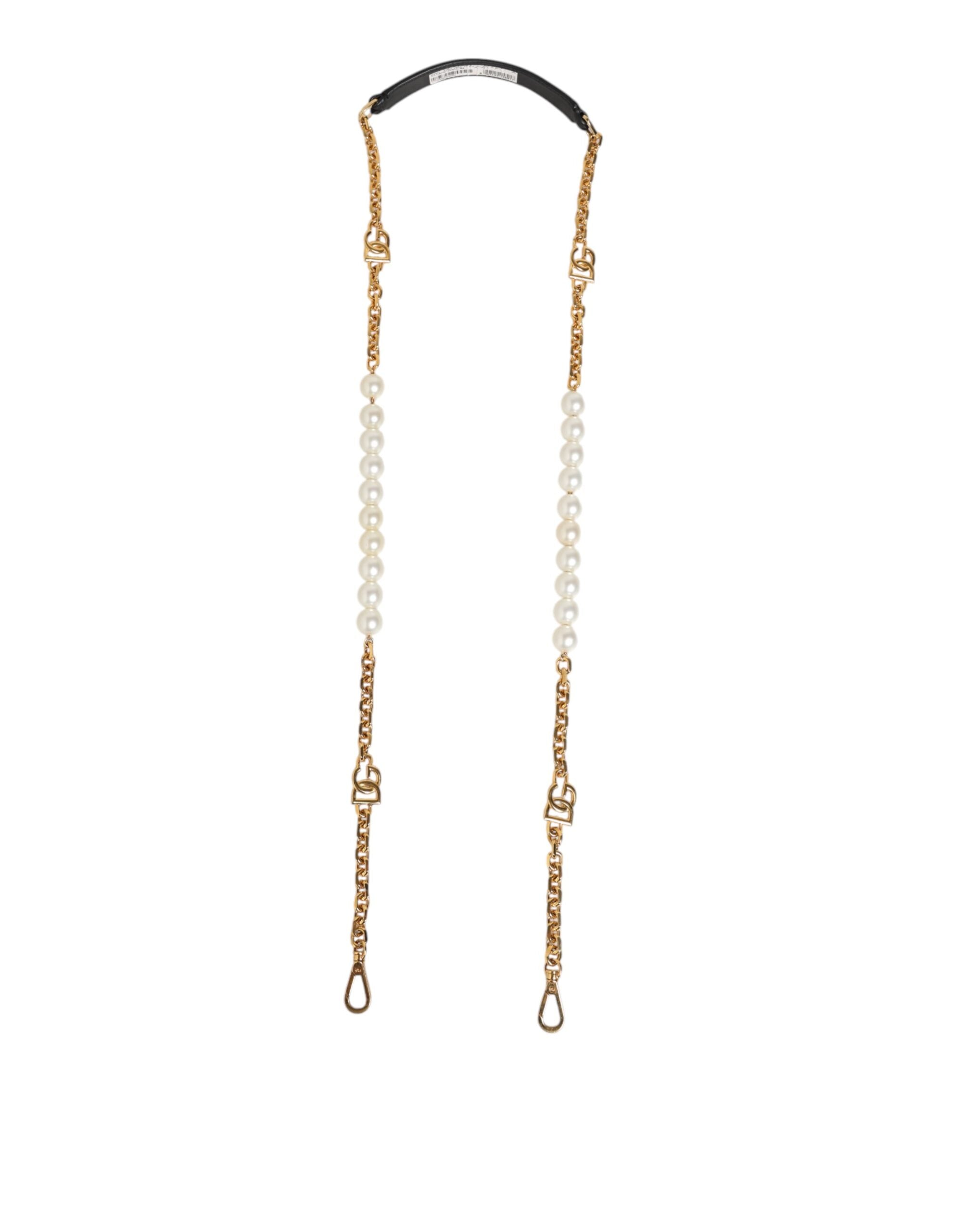 Schwarzes Leder Goldkette Tasche Accessoire Schulterriemen