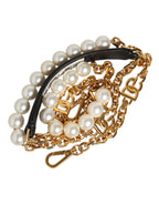 Schwarzes Leder Goldkette Tasche Accessoire Schulterriemen