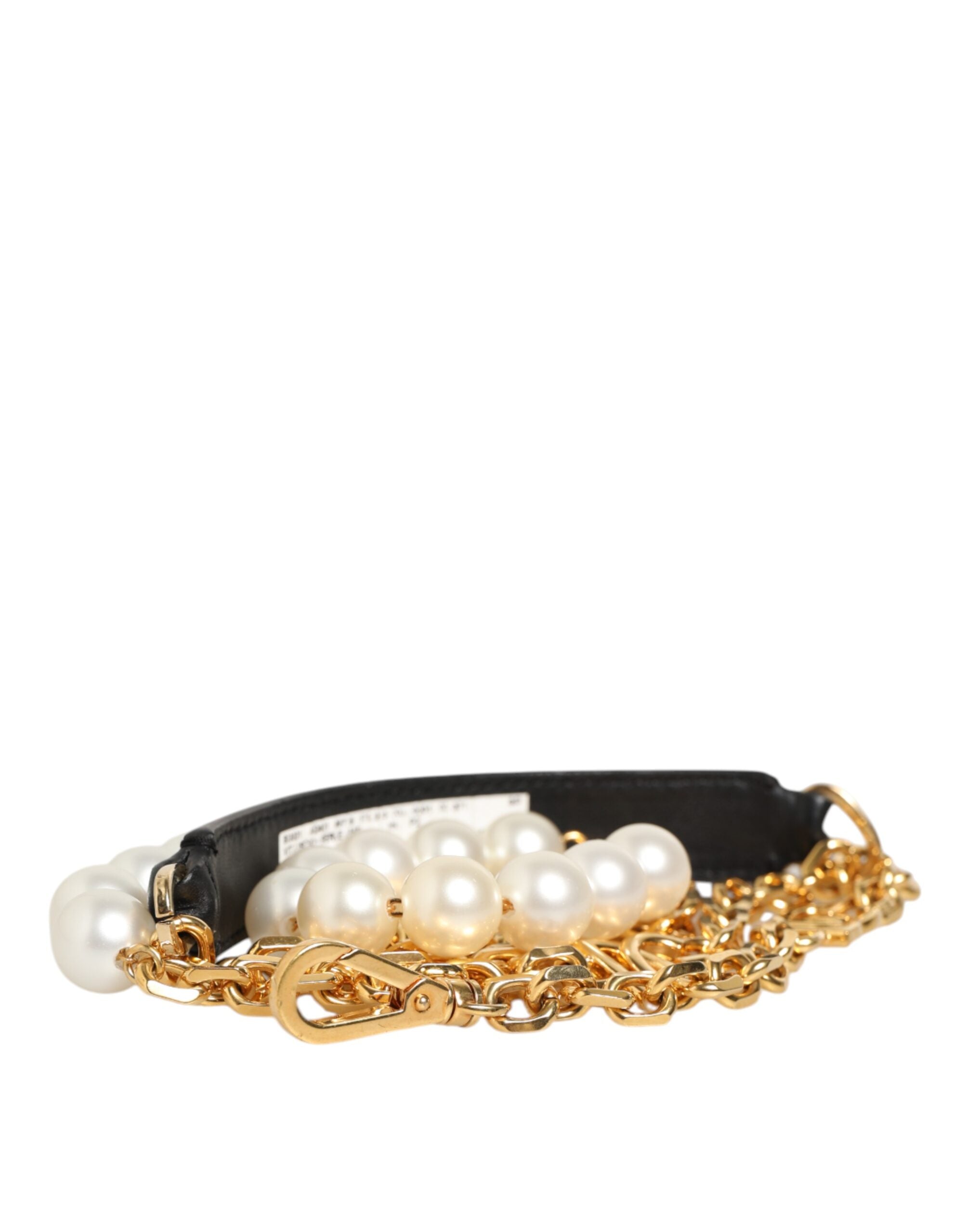 Schwarzes Leder Goldkette Tasche Accessoire Schulterriemen