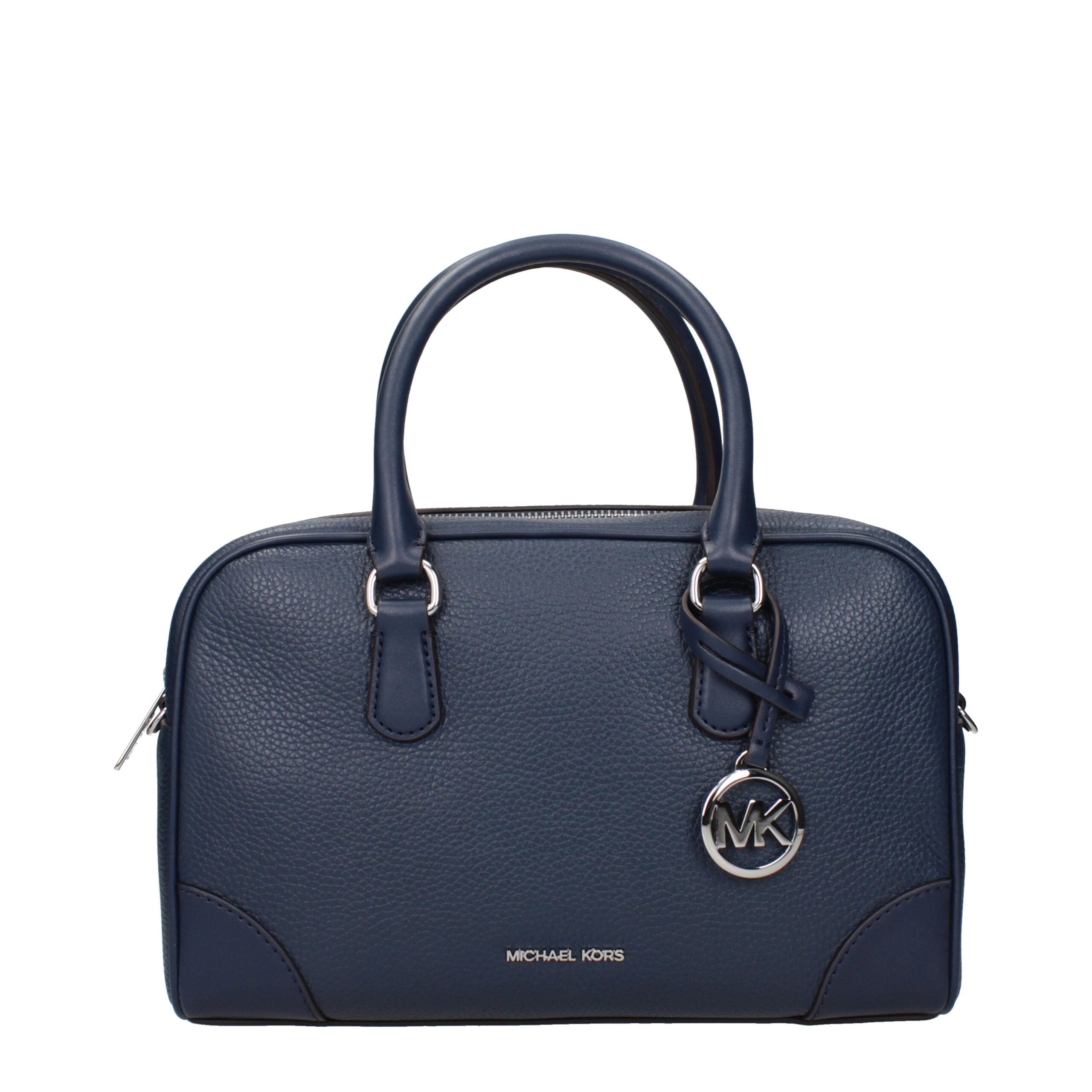 Dunkelblaue Lederhandtasche